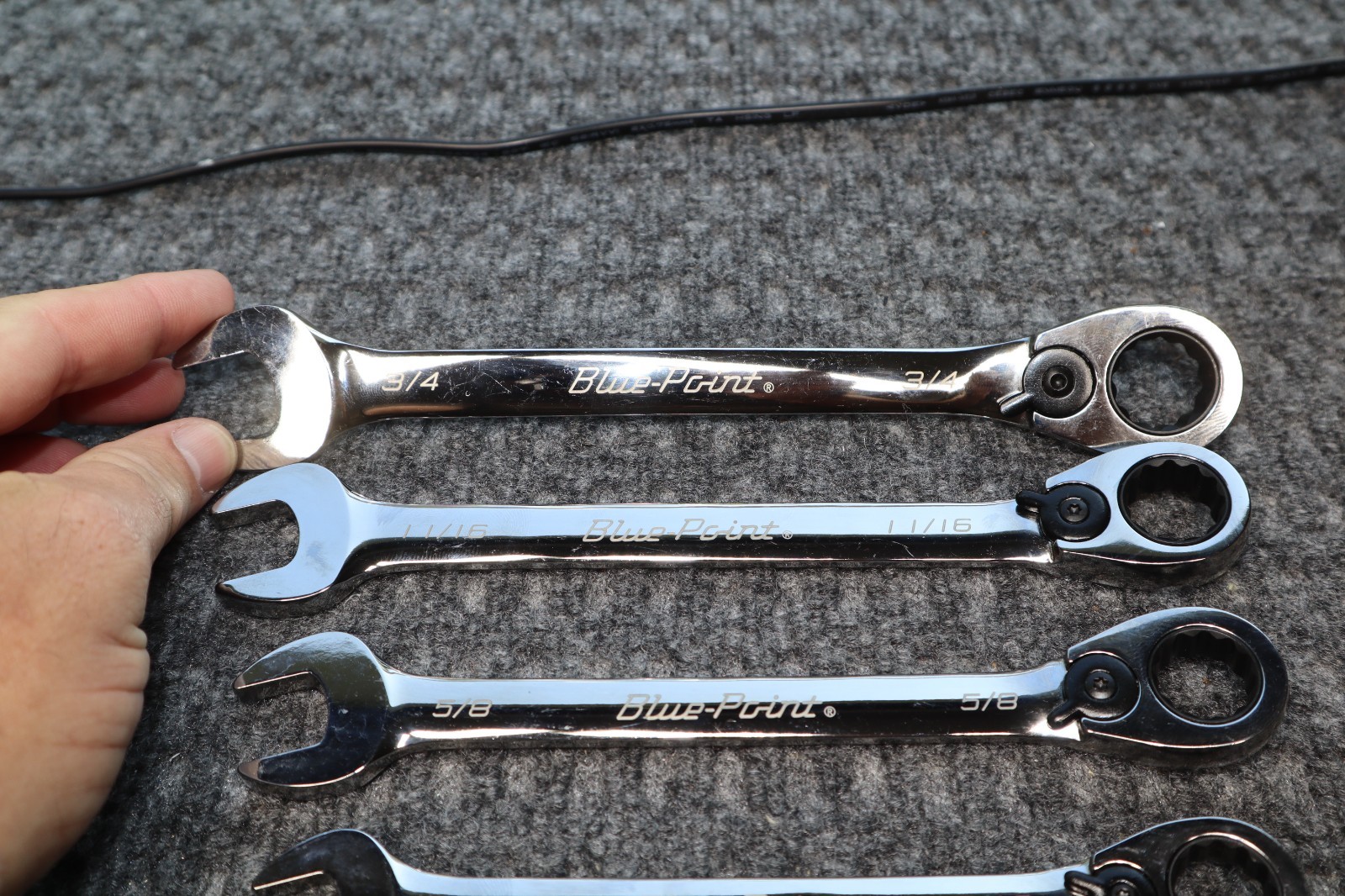 Blue Point BOER Wrench Ratcheting 12 Point Box Set 7/16 1/2 9/16 5/8 11/16 3/4″