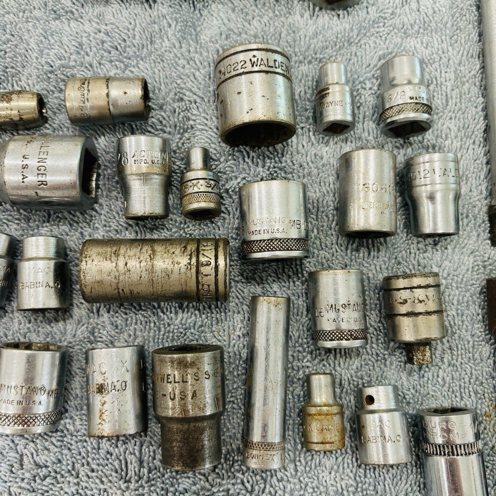 Lot of 50 Misc Sockets Tools All Vintage Made in USA Husky Fleet Mac Snap-On Etc