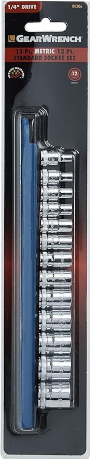 13 Pc. 1/4″ Drive 12 Pt. Standard Socket Set, Metric – 80306
