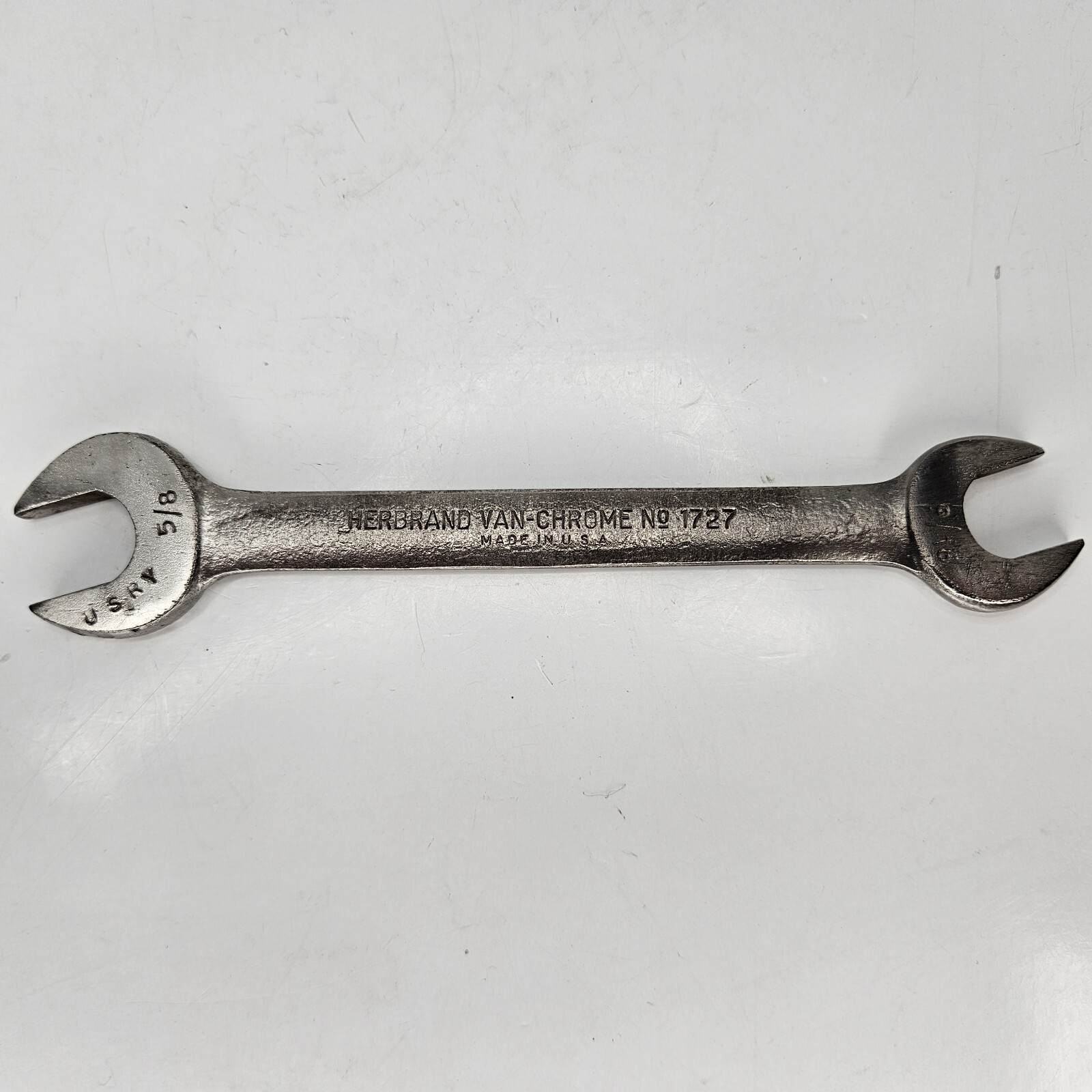 Vintage Herbrand Van-Chrome #1727 Steel Open End Wrench 5/8″ – 9/16″ USA