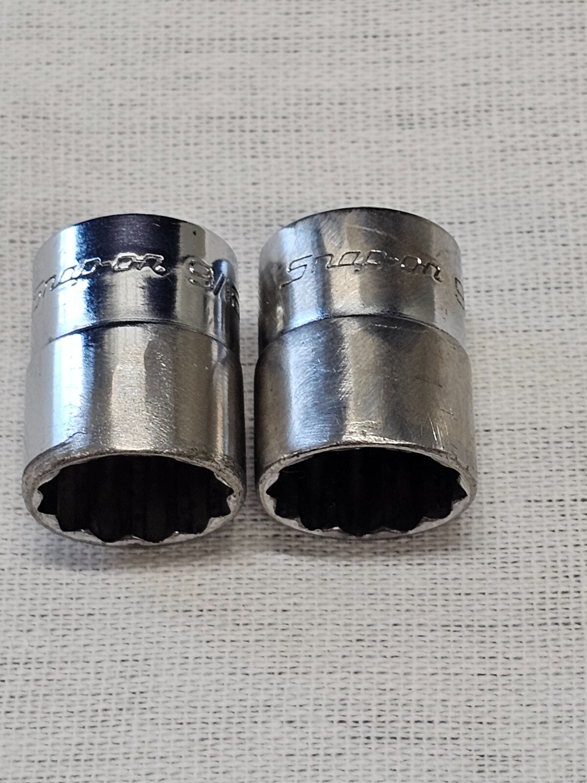 2 Snap-on Shallow Standard Sae 12 Point Socket 1/4″ Drive TMD18 9/16″ USA