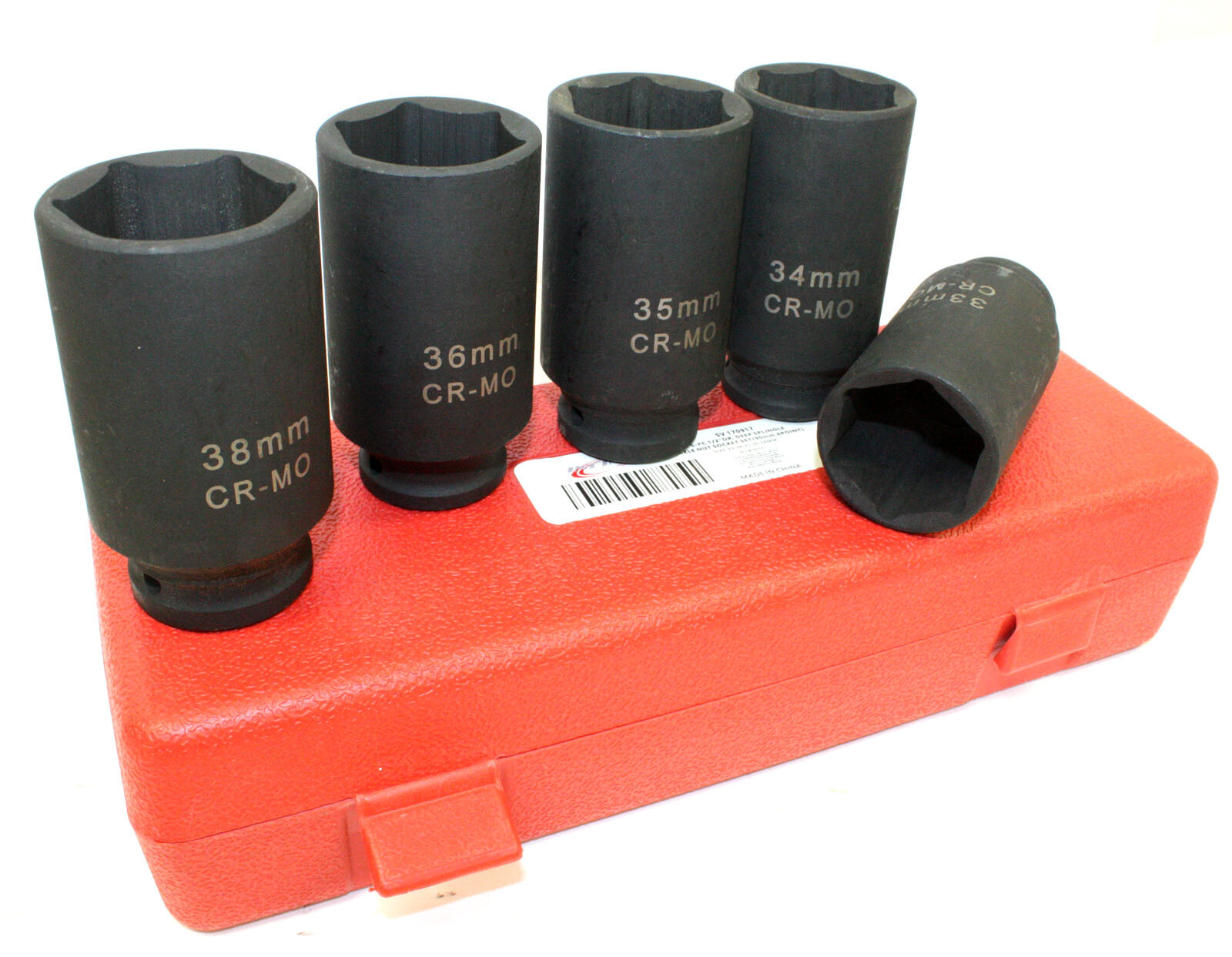 5PC 1/2″ Dr. METRIC FRONT & BACK WHEEL SPINDLE AXLE NUT DEEP IMPACT SOCKET SET