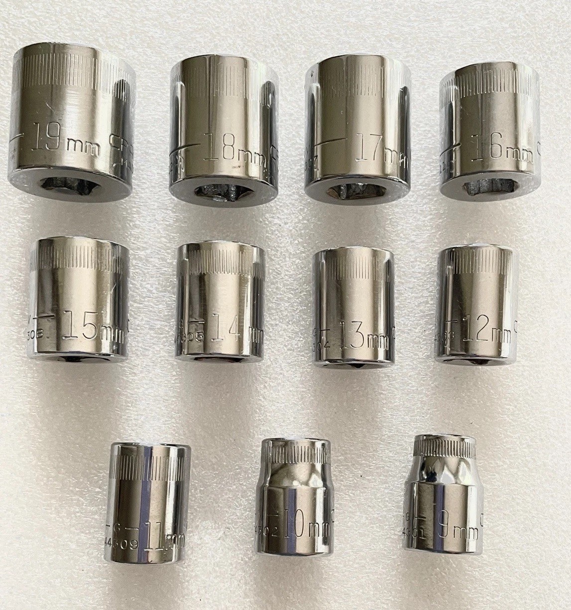 VTG CRAFTSMAN 11 PC G &V SERIES 12 PT 3/8” DRIVE METRIC SHALLOW SOCKETS 9MM~19MM