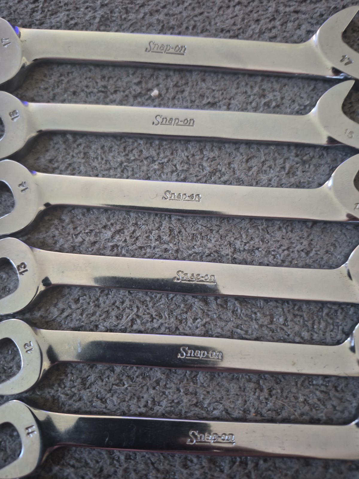 Snap-On 7pc Metric 30°/ 60° Four-Way Angle Open-End Wrench Set (10-15 and 17)(A)