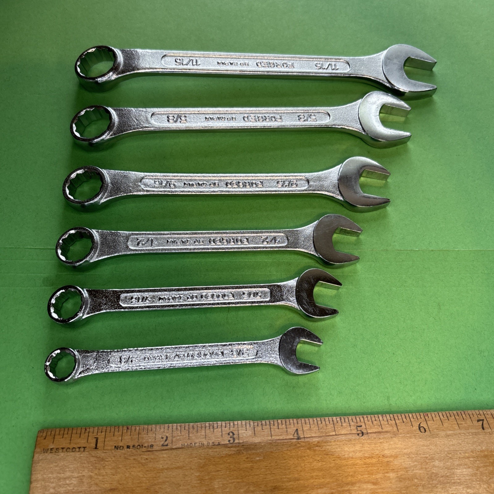 Vintage Sears 6pc SAE Wrench Set 4390 Made in Japan 3/8″-11/16″ 12 Point