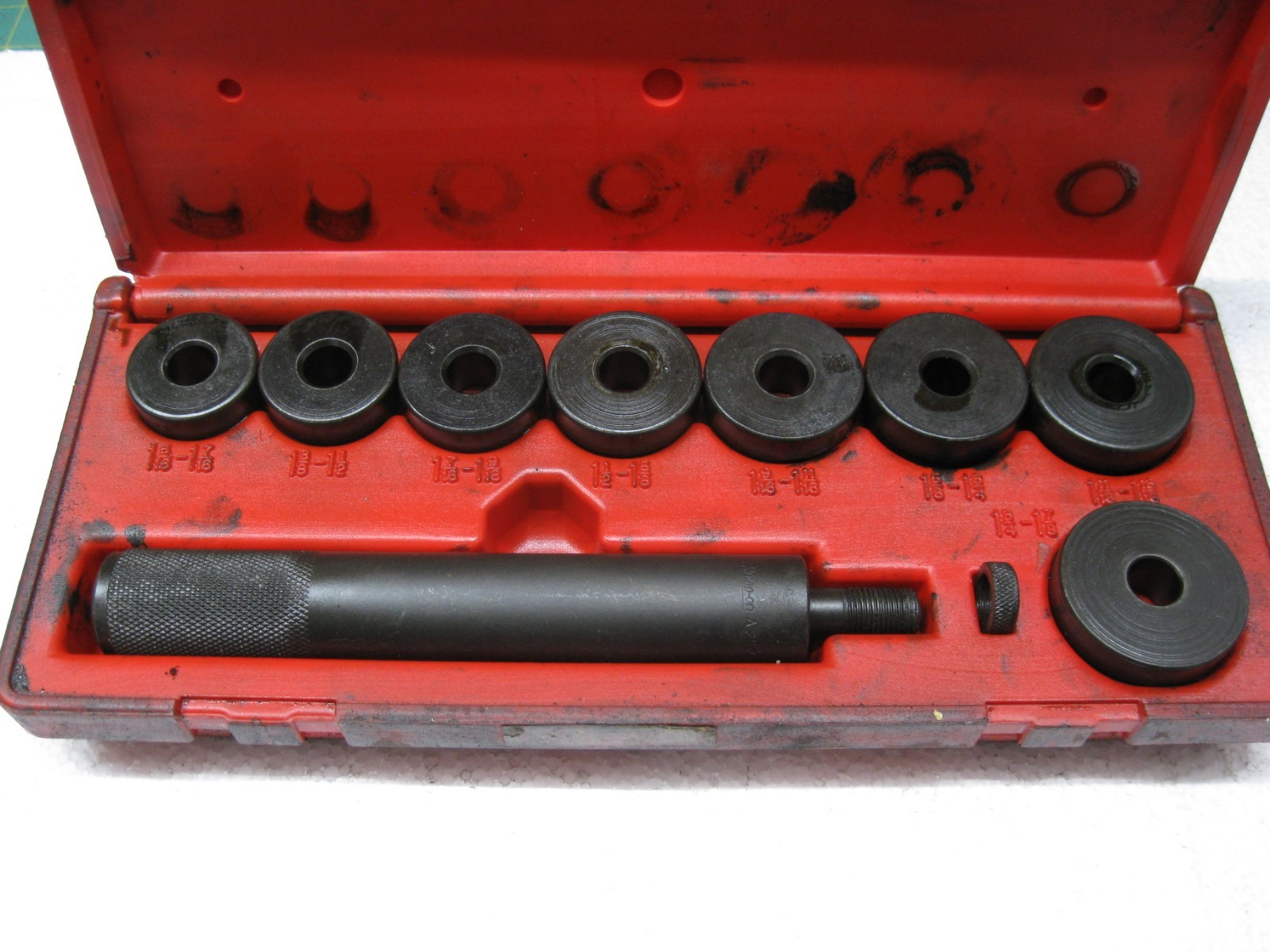 Snap-on tools USA A158B Bushing Driver Set 10 Piece W/ Case Lot# HBD3