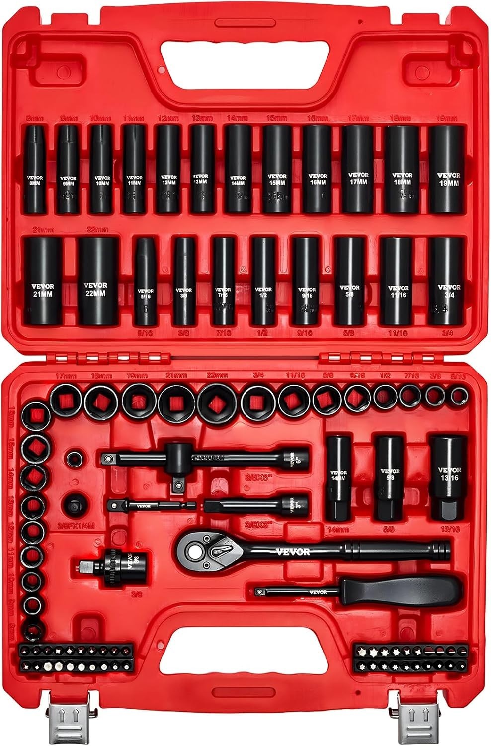 96 Piece 3/8″ Drive Impact Socket Wrench and Bit S