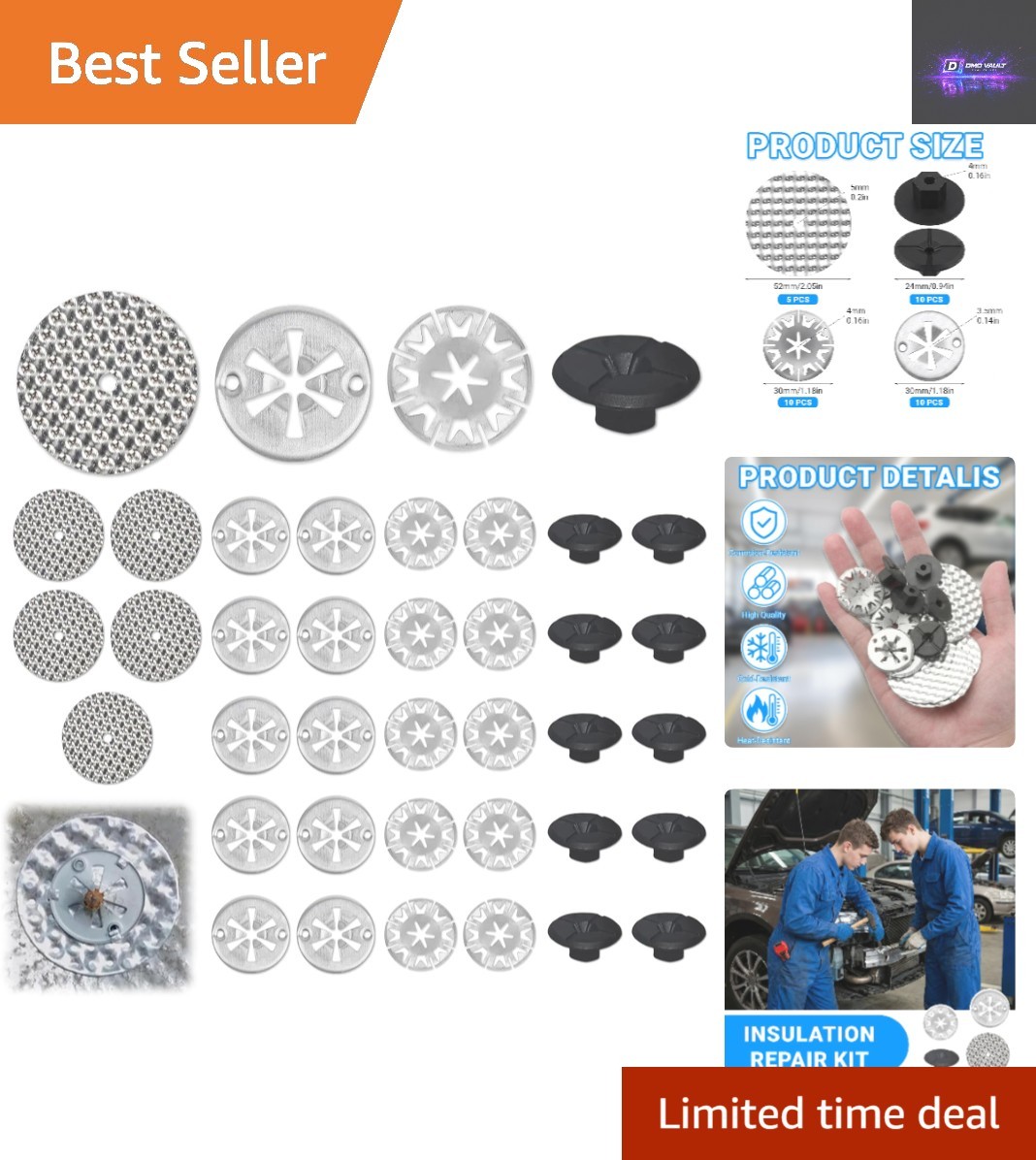 35-Pcs Exhaust Heat Shield Repair Kit – Durable Manganese Steel for Cars