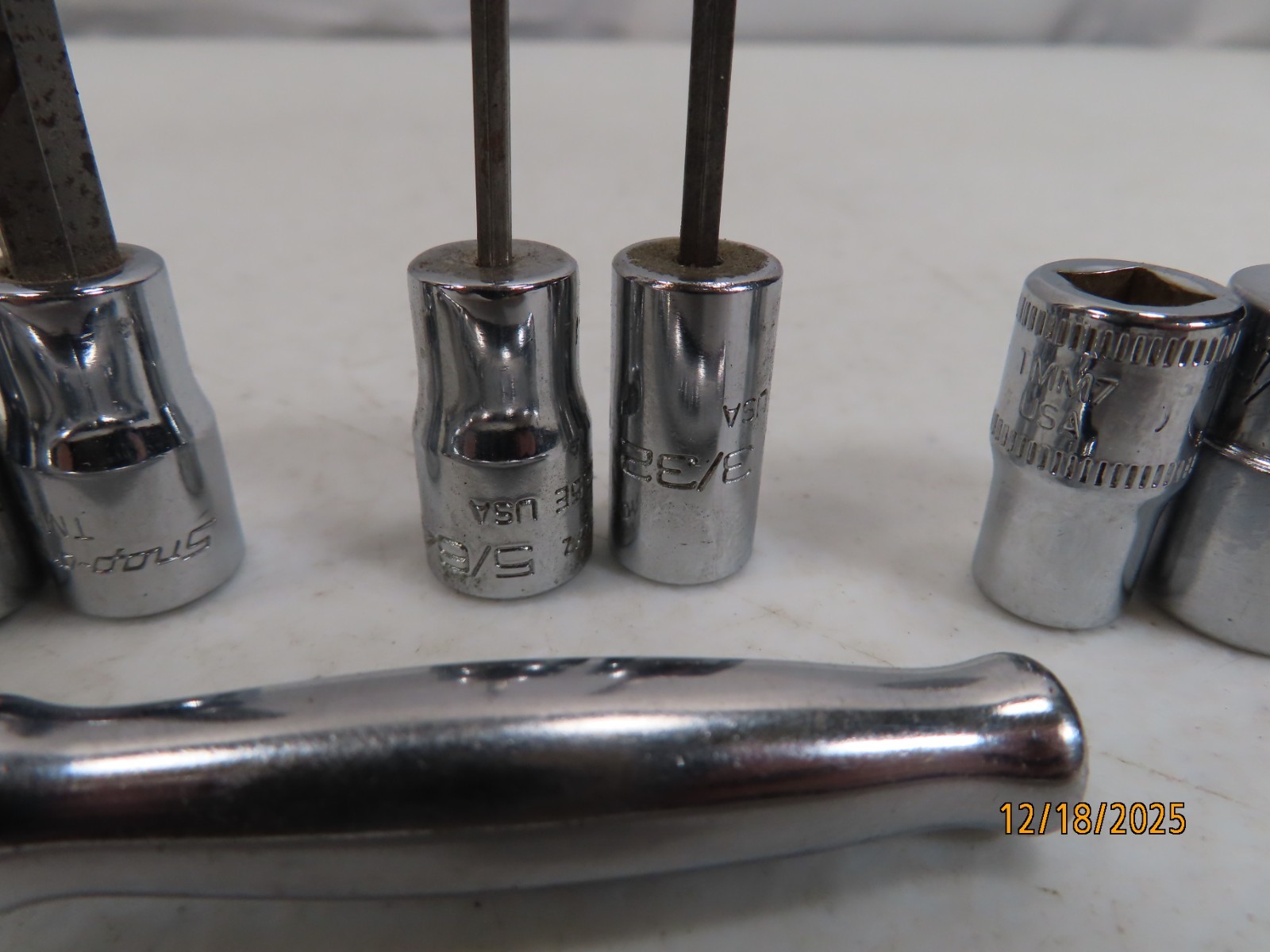 Estate Lot (11) SNAP ON TOOLS 1/4″drive Ratchet GM70M + asst Sockets CLEAN *133*