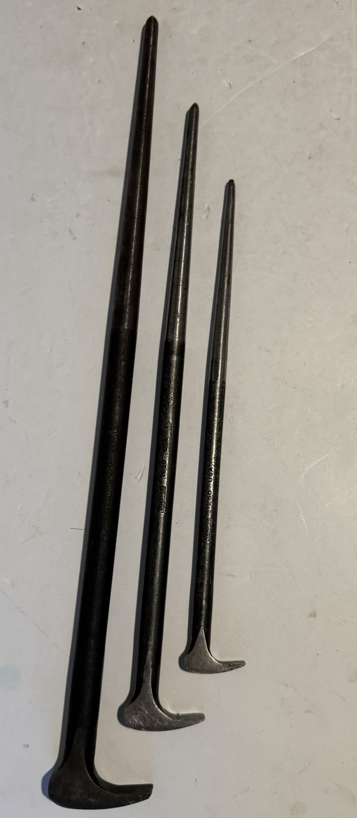 Snap On Tools 3 Pc Set Lady Foot Pry Bars Fixed Rolling Head 1250 1650 2050