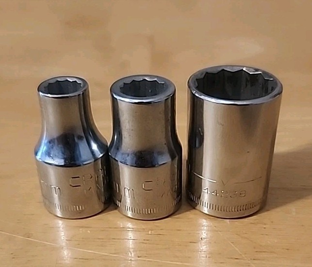 Craftsman Made In USA 12 PT 1/2″ Drive 9, 11, & 19 mm Sockets 44231 44229 44238