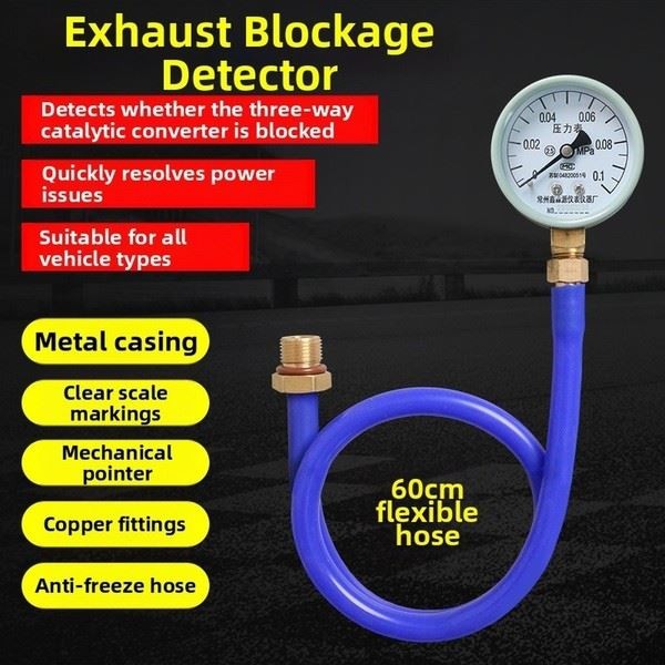 Exhaust Back Pressure Gauge for Automotive Use with 60cm Flexible Hose