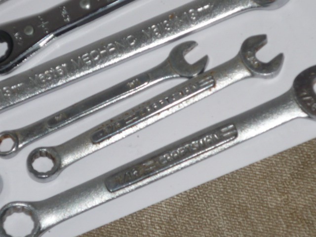 Lot of 23 wrenches, open and box end , Craftsman, SK, Master Mechanic & more.