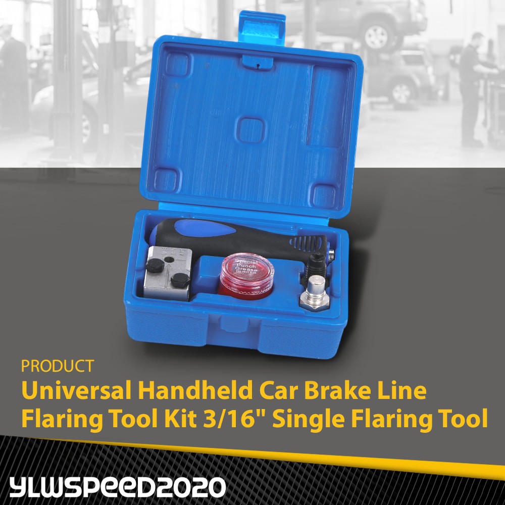 Universal Handheld Car Brake Line Flaring Tool Kit 3/16» Double Flare + Storage