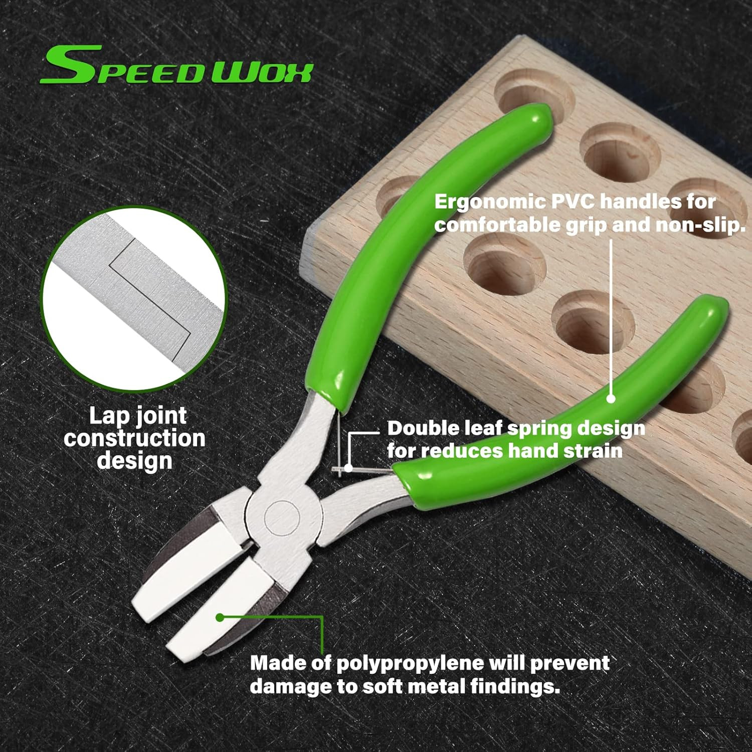 SPEEDWOX Double Nylon Jaw Pliers 5 Inches with 5″ flat nose plier, Green