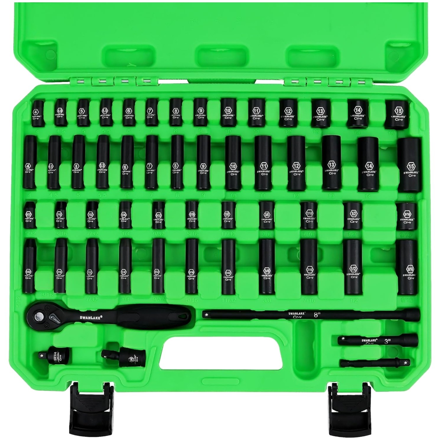 Professional 56-Piece Socket Set with Laser-Etched Markings