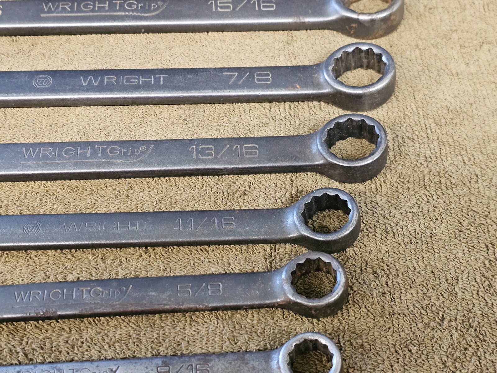Wright Grip Combination Wrench Set Sae 1″ 7/8 5/8 9/16 1/2 3/8″ 31132 Black Tool