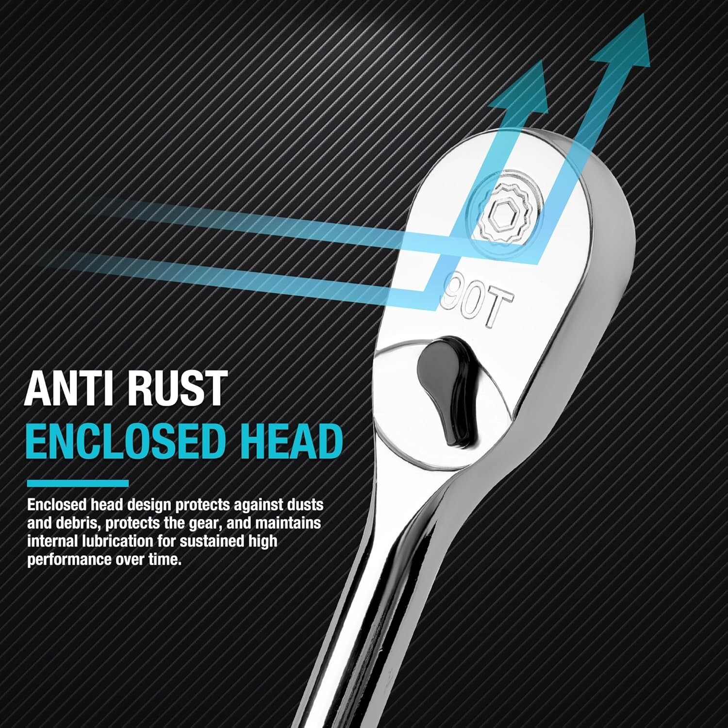 DURATECH Extra Long Handle Drive Ratchet 90-Tooth Ratchet Wrench Dust Proof NEW