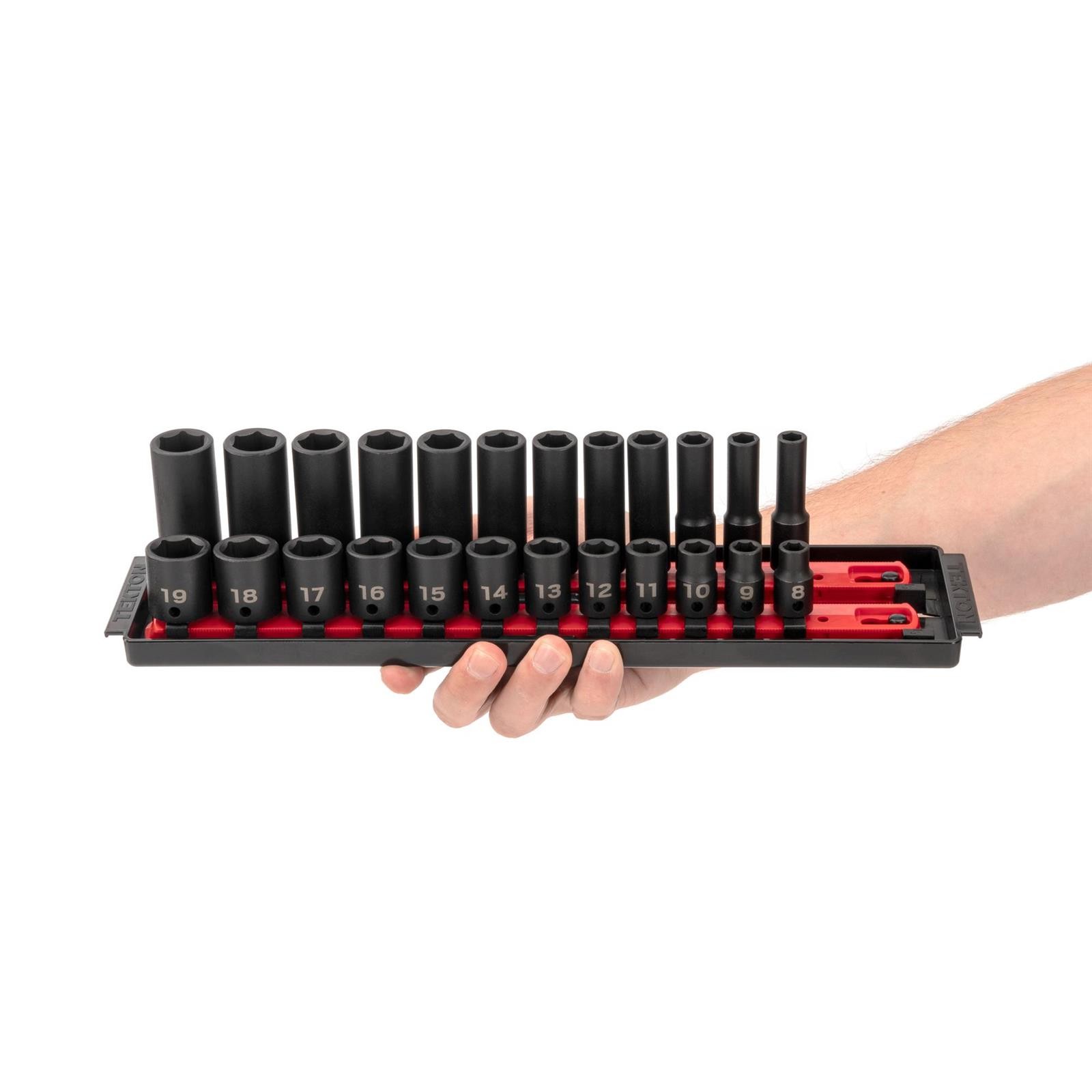 Tekton SID91216 3/8″ Drive 6-Point Impact Socket Set, 42-Piece