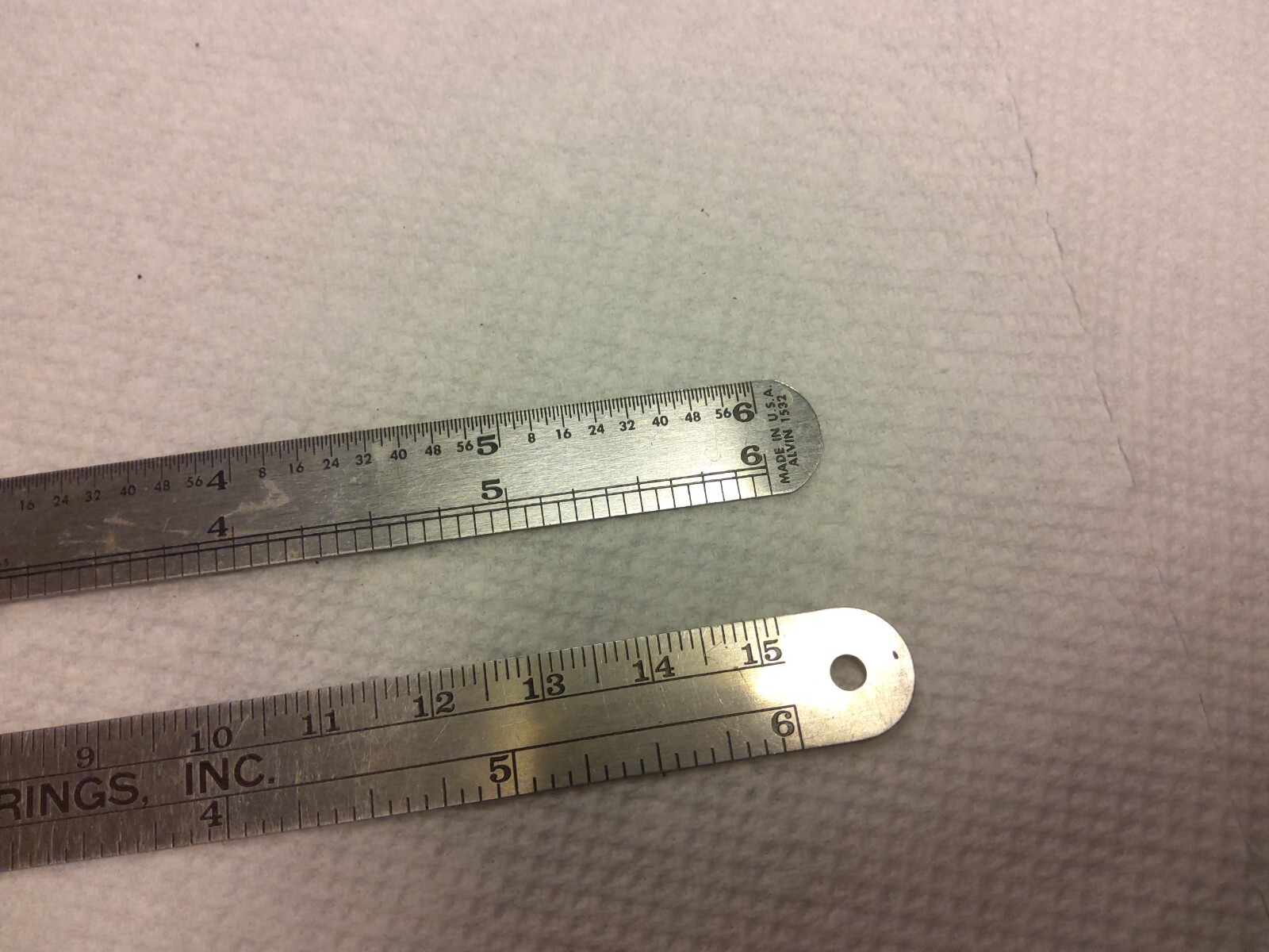 2 6″ Steel Metal Ruler Depth Gauges, Bruening Bearings And Alvin