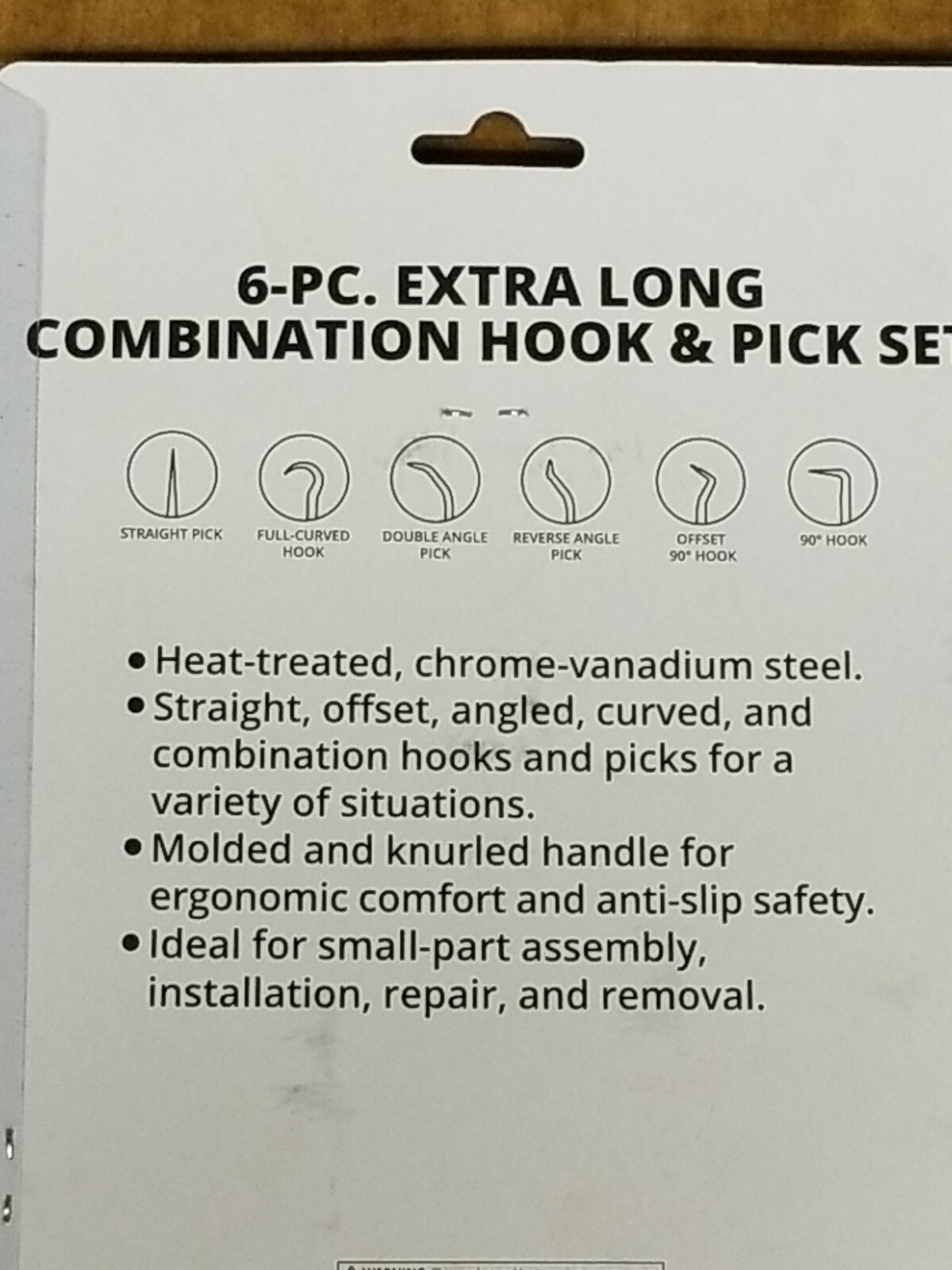 6 pc Extra Long Combination Hook And Pick Set
