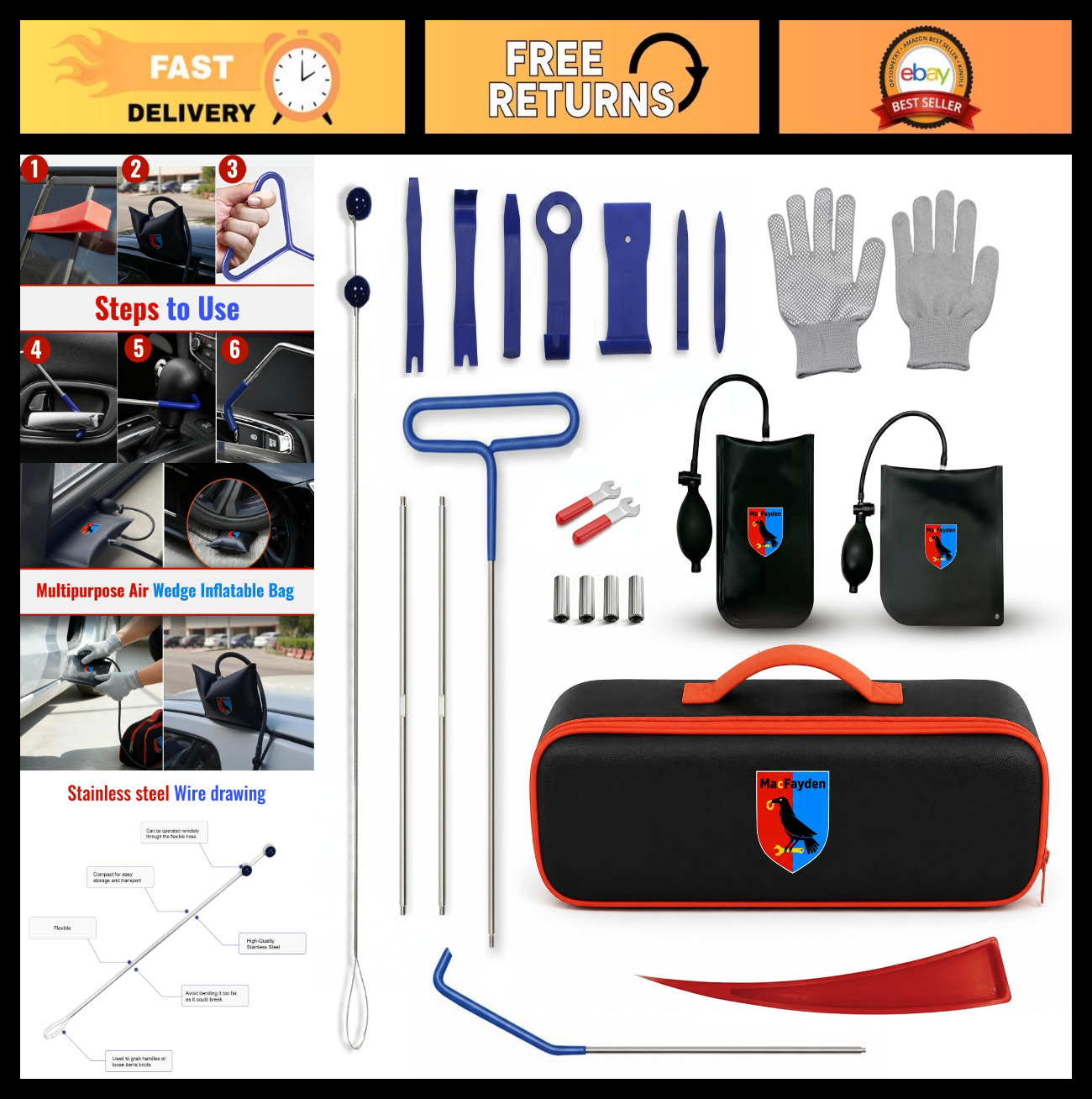 24 PCS Stainless Steel Repair Tool Kit with Carry Bag – Durable, Versatile, Esse