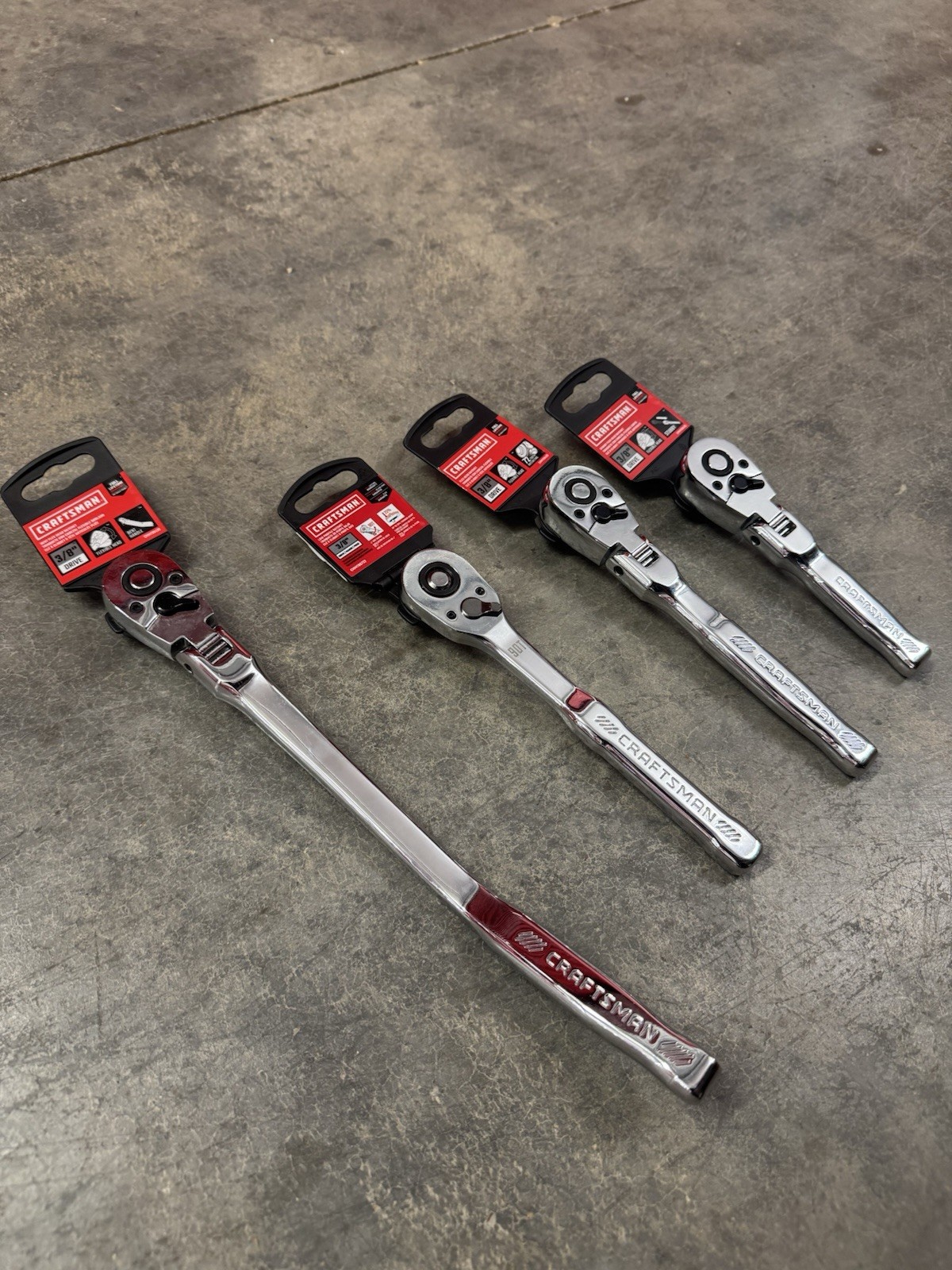 Craftsman 3/8 Ratchet Set Bent Handle Flex Head Stubby 90 Tooth $167+tax Retail