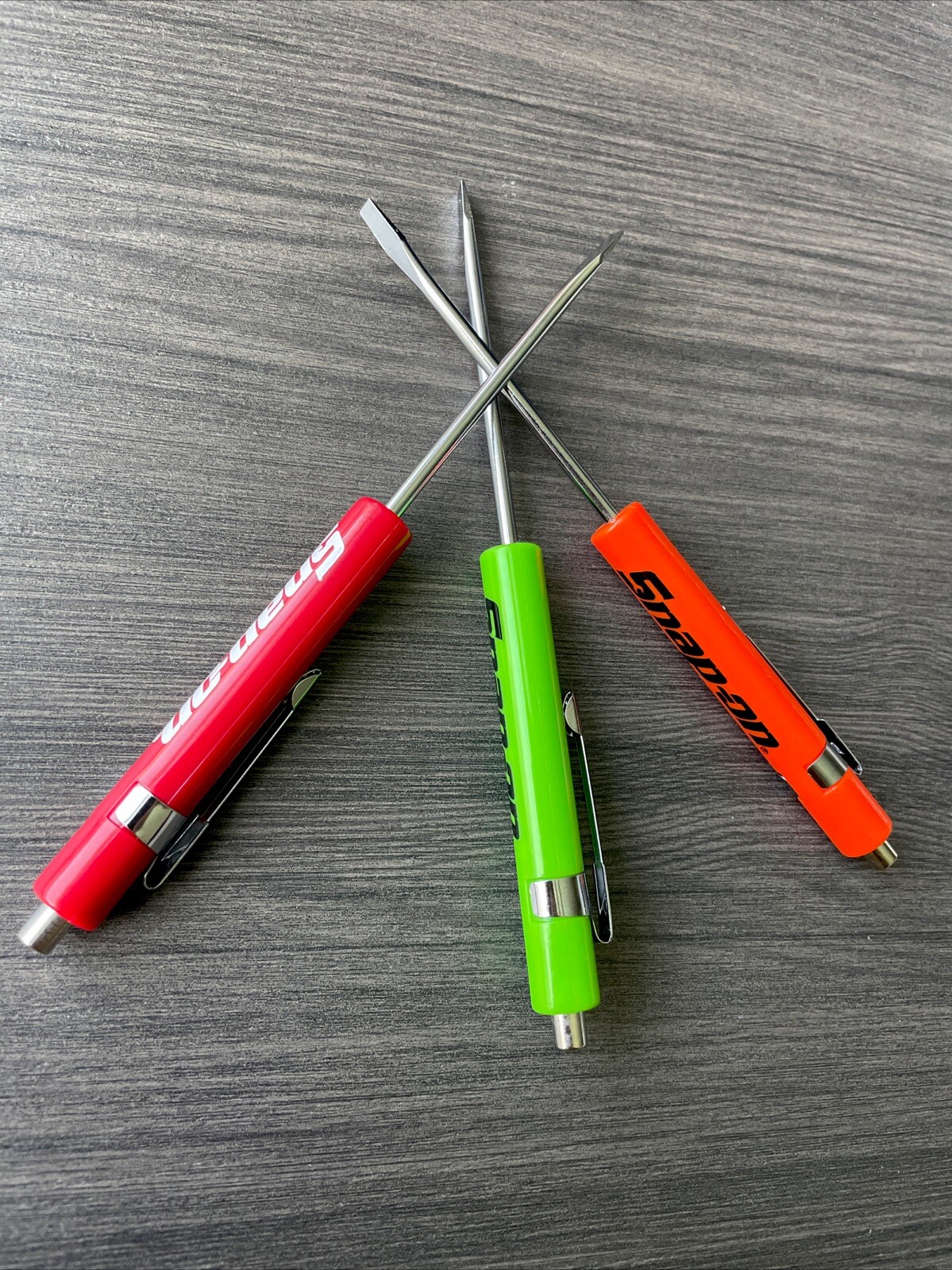 Snap-On Mini Pocket Screwdriver, Multi-Color 3 Pack W/Clip & Magnet NEW🔥