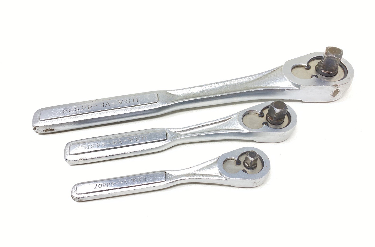 Vintage Craftsman USA Made 3pc Ratchet Set 1/4″, 3/8″, 1/2″ DR 44807 44809 44811