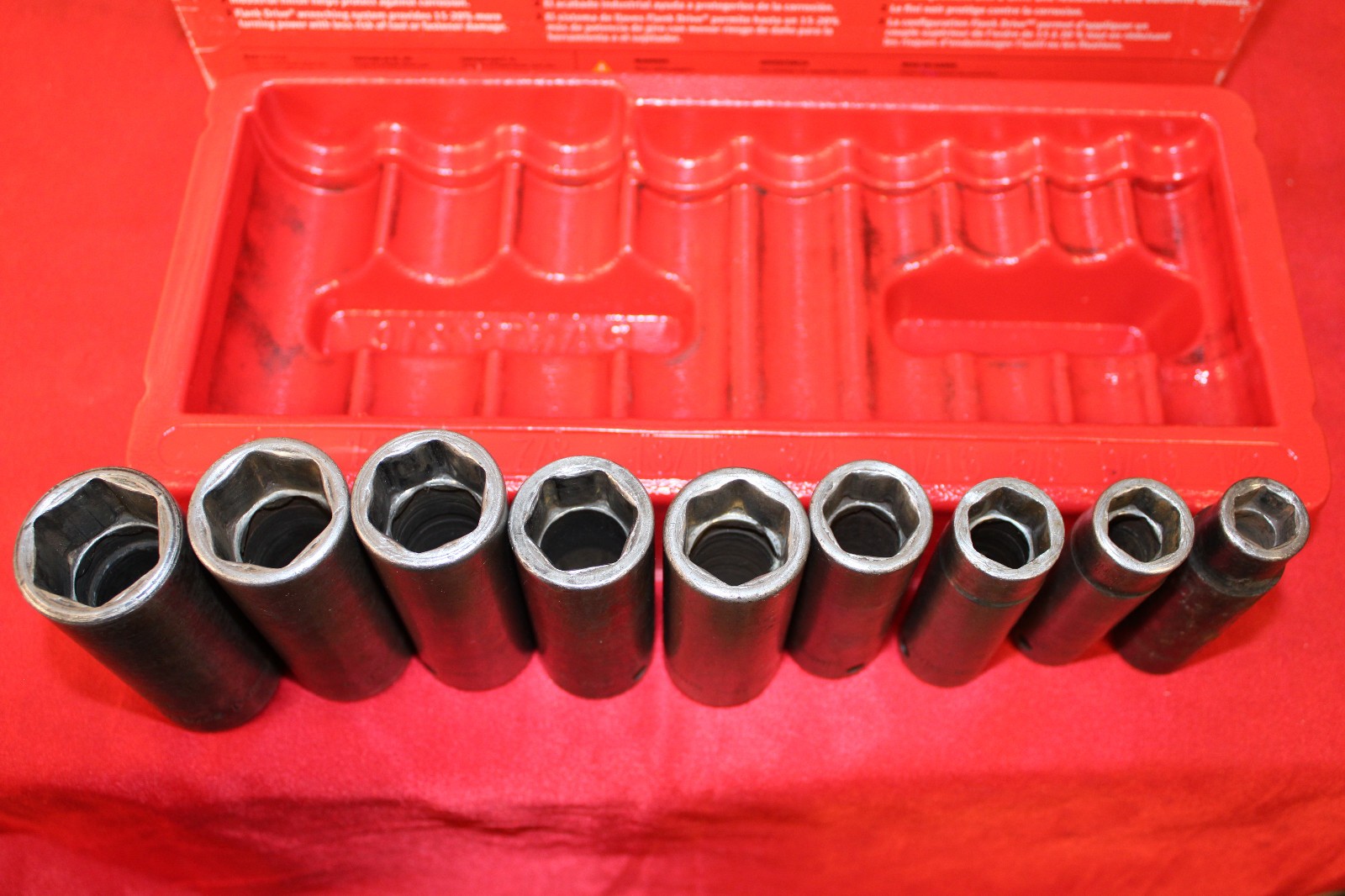 Snap-on 9 Pc 1/2″ Dr SAE Deep Impact Socket Set 1/2″ 6Pt 309SIMYA MISSING 3/4″
