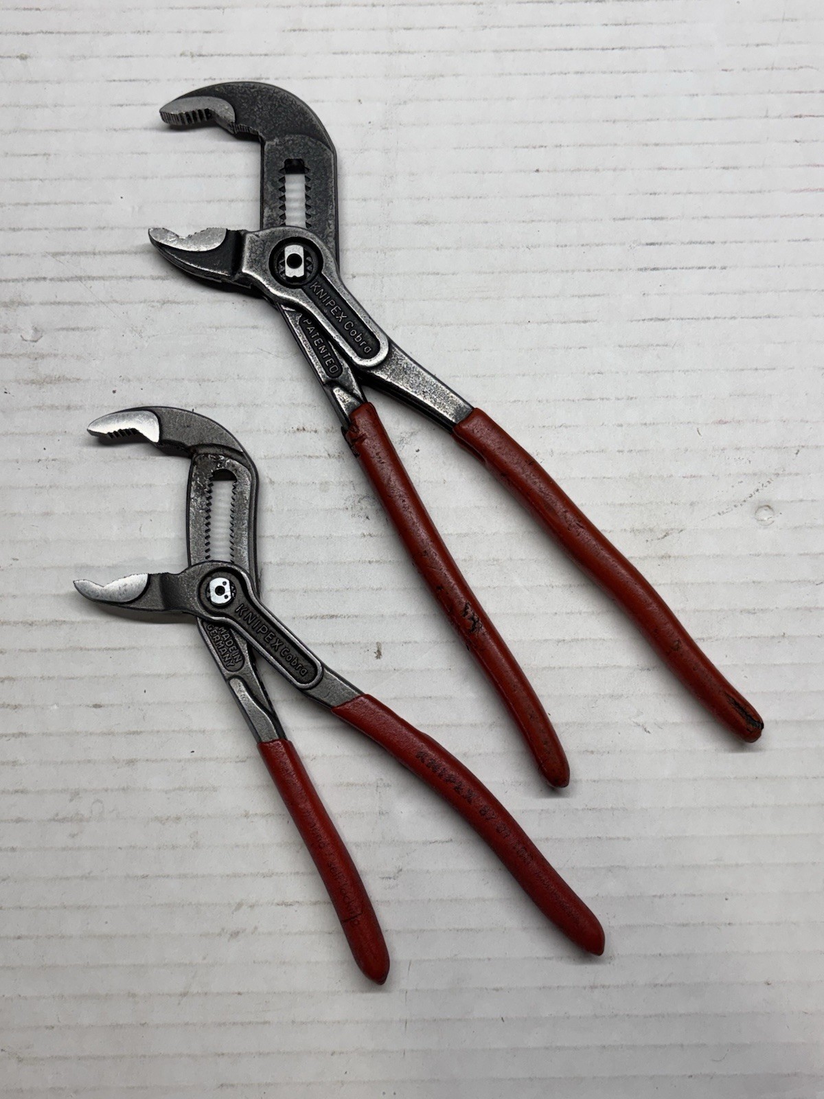 2 Knipex Cobra Adjustable Pliers 87 01 250 10″ & 87 01 180 7″ Red Grip Germany