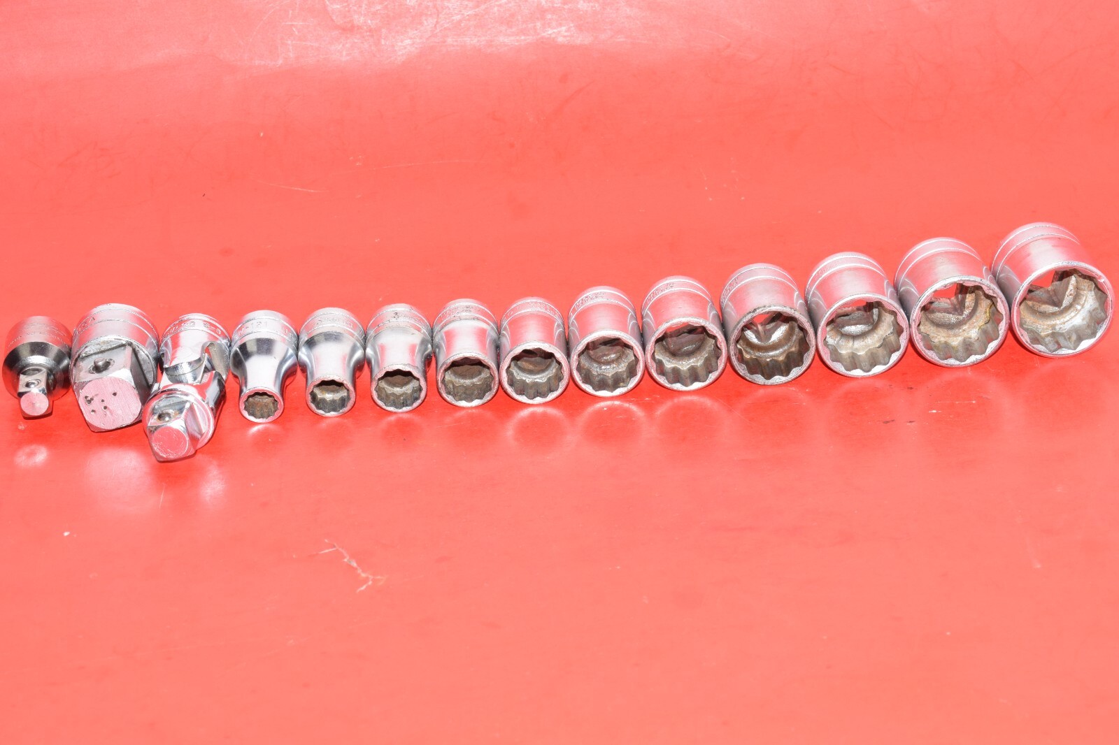 Snap-On 1/2” Drive 18pc SAE Shallow General Service Ratchet Socket Universal Set