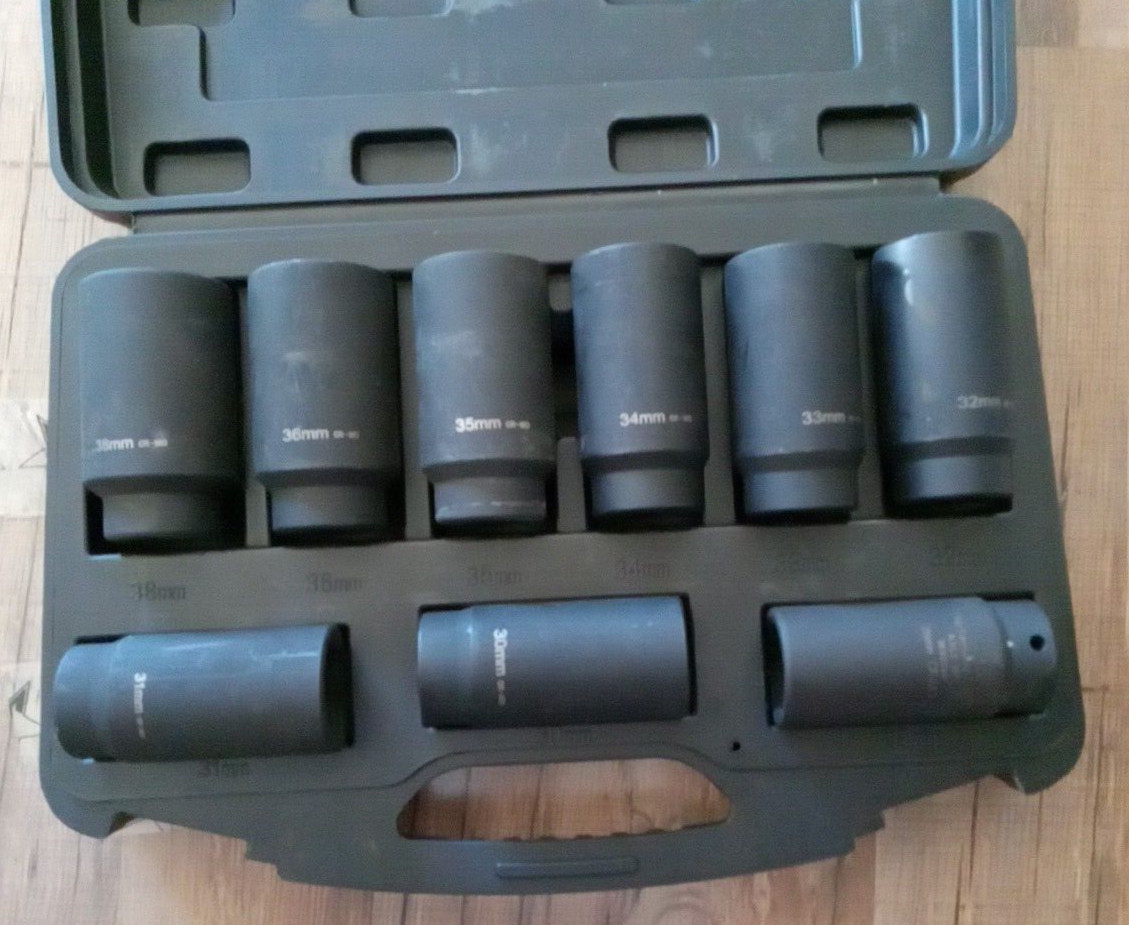 PERFORMANCE TOOL 9PC AXLE NUT SOCKET SET-W89318- 29mm-38mm