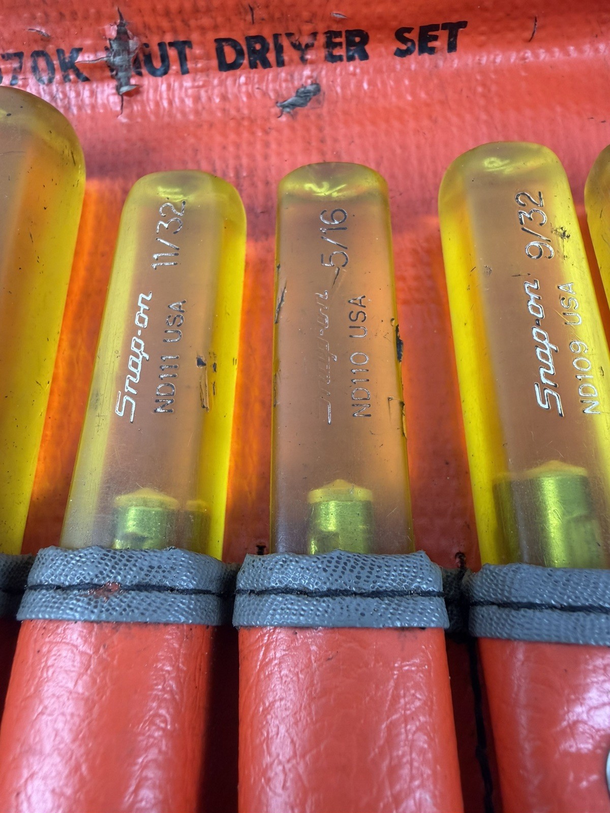 SNAP-ON 7PC SAE INSULATED NUT DRIVER SET 1/4″-1/2″ IN KIT BAG # ND-1070K NICE!