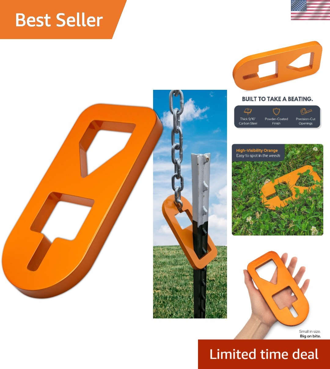 Professional T-Post Puller Tool – Carbon Steel, Works with Most High-Lift Jacks