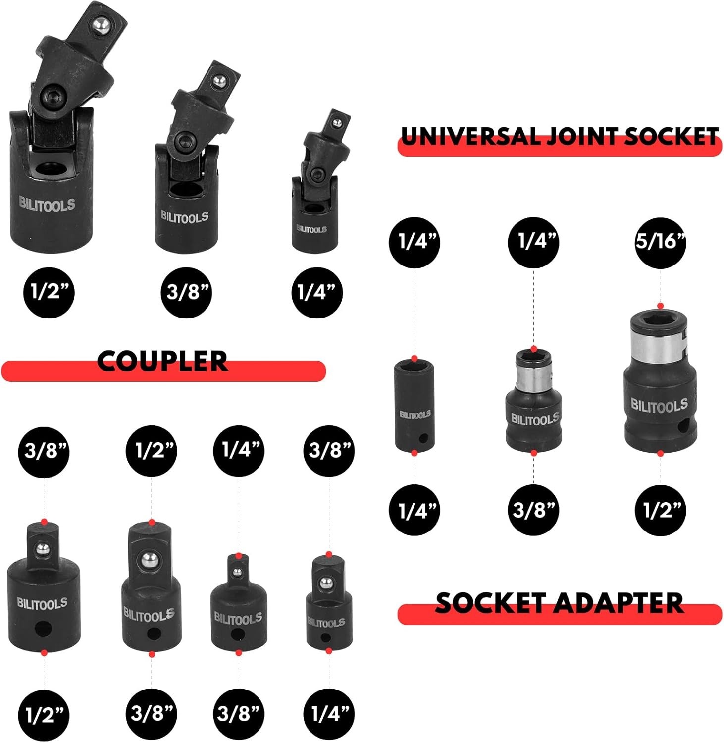 18Pc Impact Socket Extension Set | CR-V Steel, Storage Case