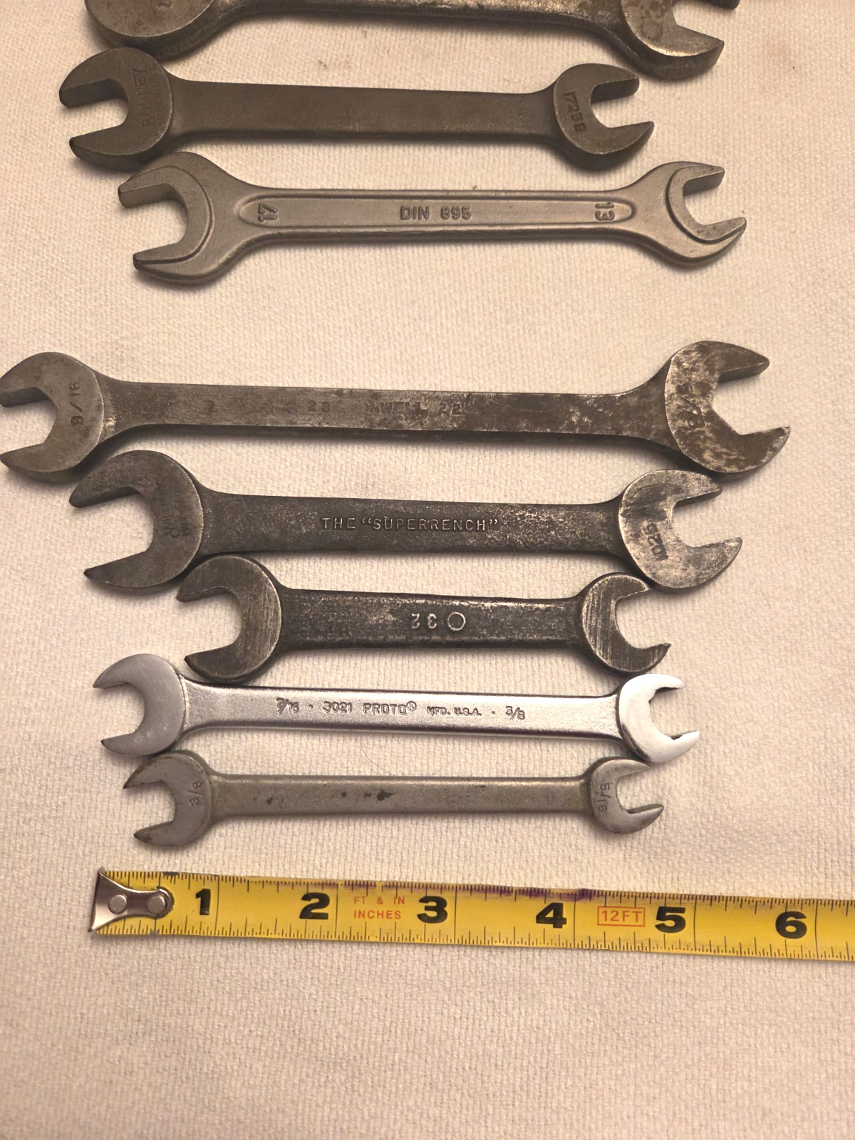 VINTAGE (LOT OF 8) Combination & Open-End Wrenches USA [Various Sizes]