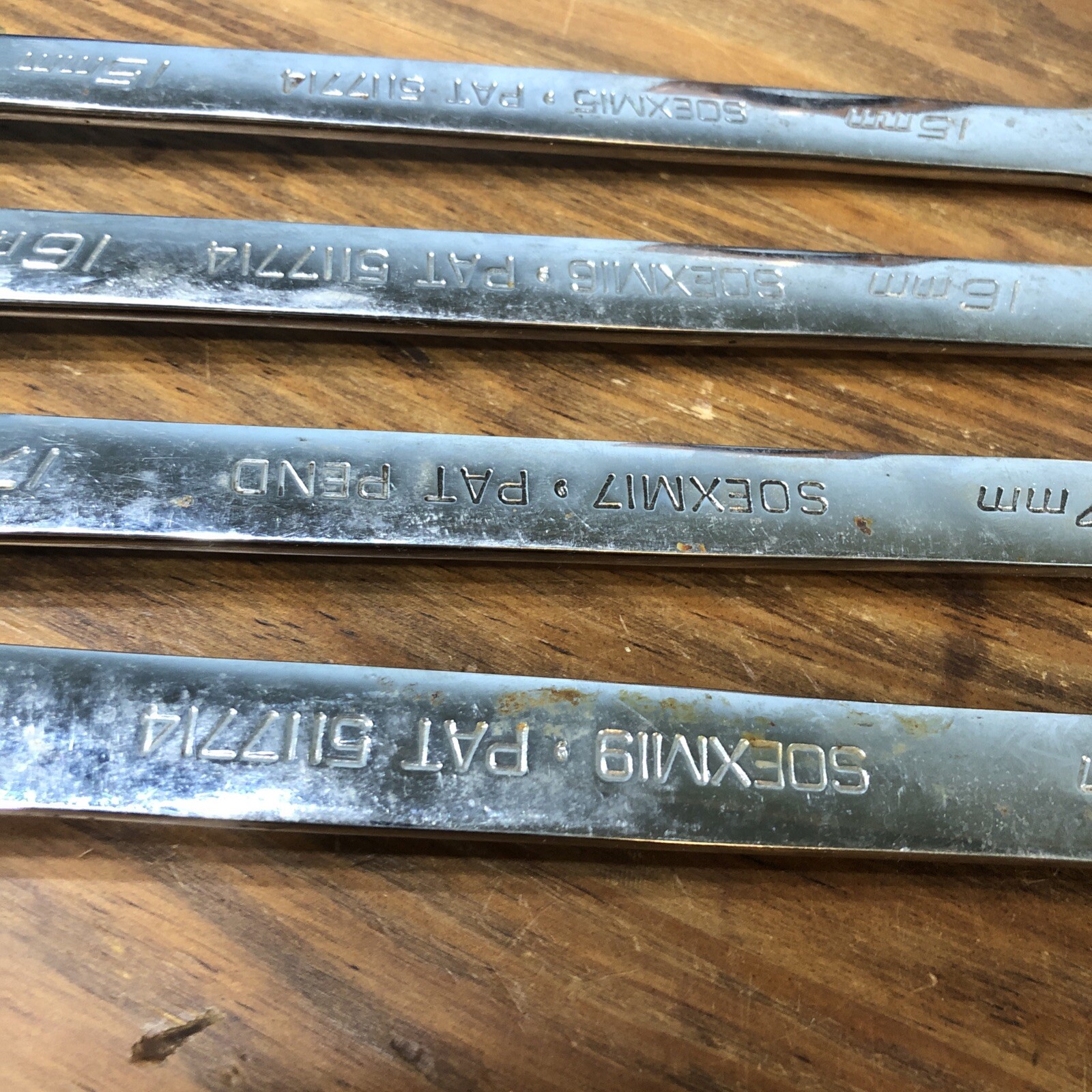 Snap-on SOEXM 15-17, 19 Flank drive Plus 12 Point Combo Wrench Set 4pc Metric