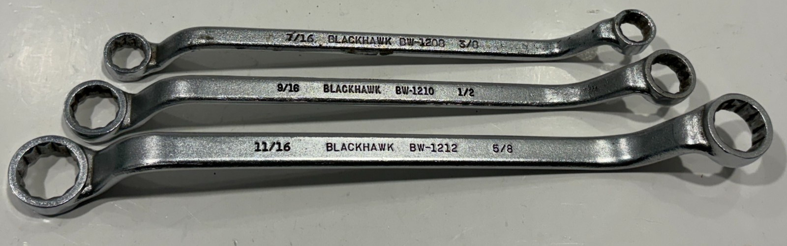 Blackhawk Double Box Wrench Set 3 Pc SAE USA BW-1212 1210 1208 3/8″ TO 11/16″