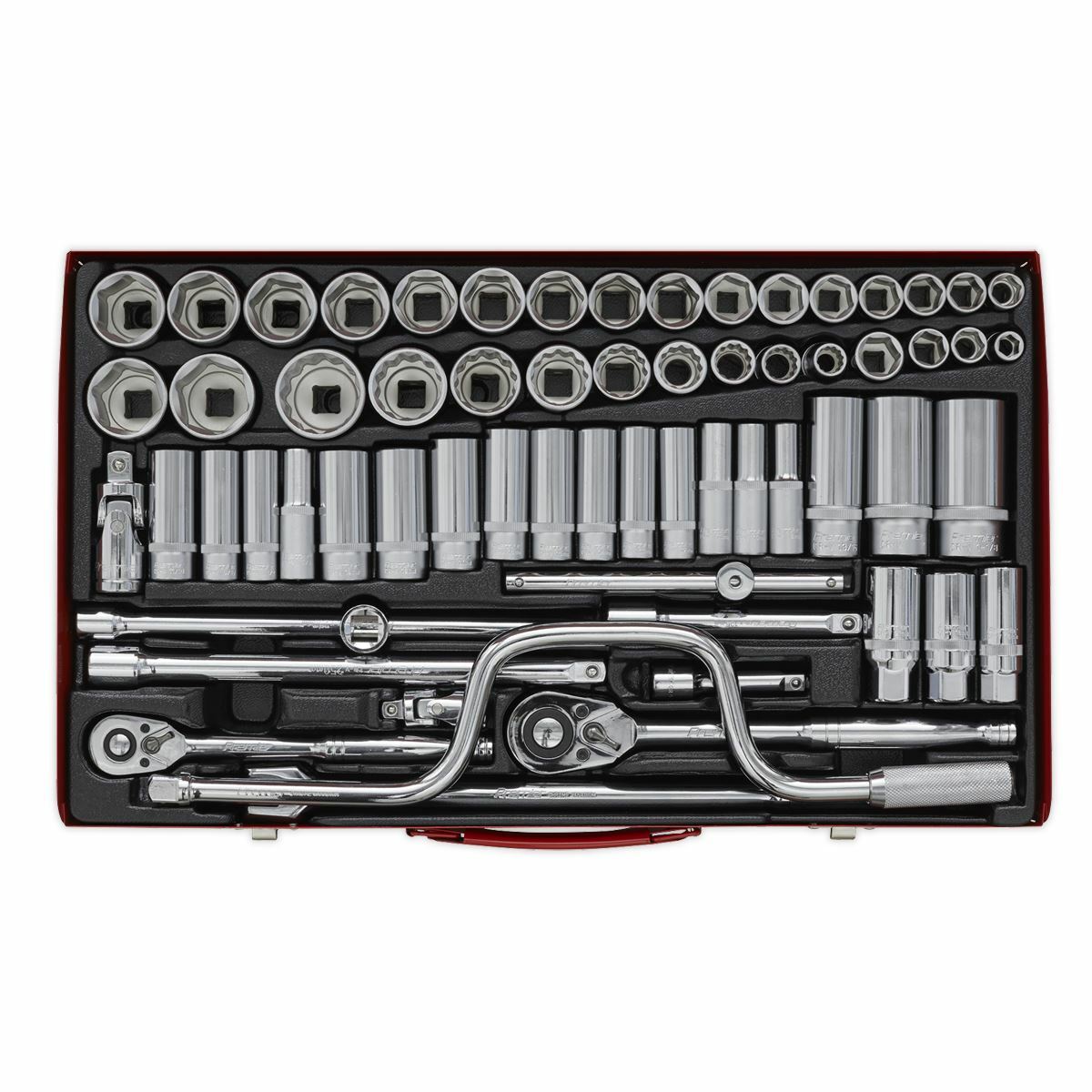 Sealey Socket Set 3/8″ & 1/2″ Drive Wrench WallDrive Premier DuoMetric 64pc