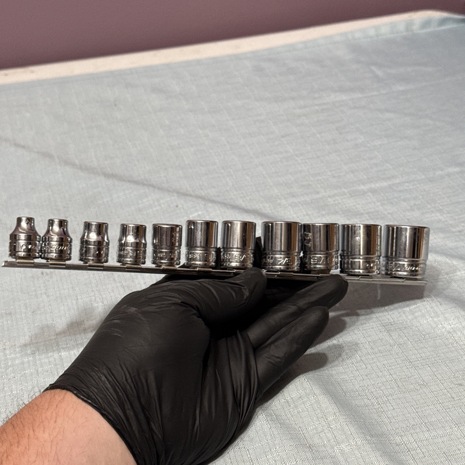 Snap-on Tool 3/8″ drive SAE 6-point Chrome Socket FS Series 11 pcs. 1/4” – 7/8”