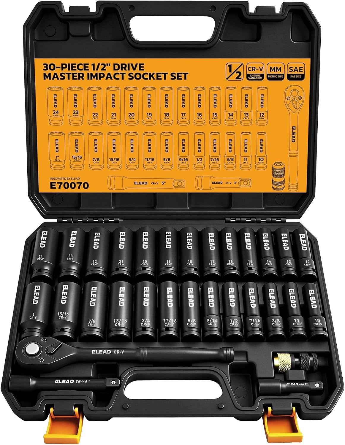 Complete 30-Piece Impact Socket Set – 1/2″ Drive with Organized Storage Case