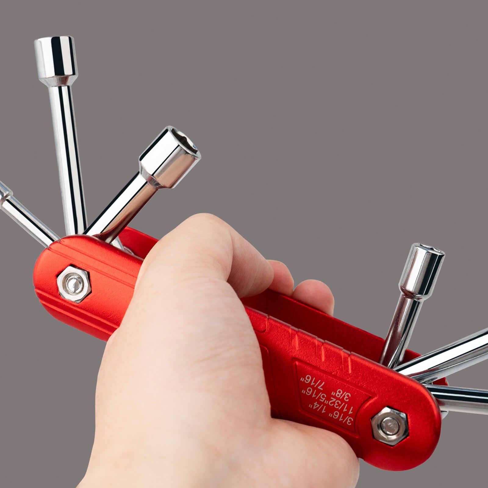 6 in 1 Folding Nut Driver Set Imperial Hex Nut Driver Set Folding Socket Wrench
