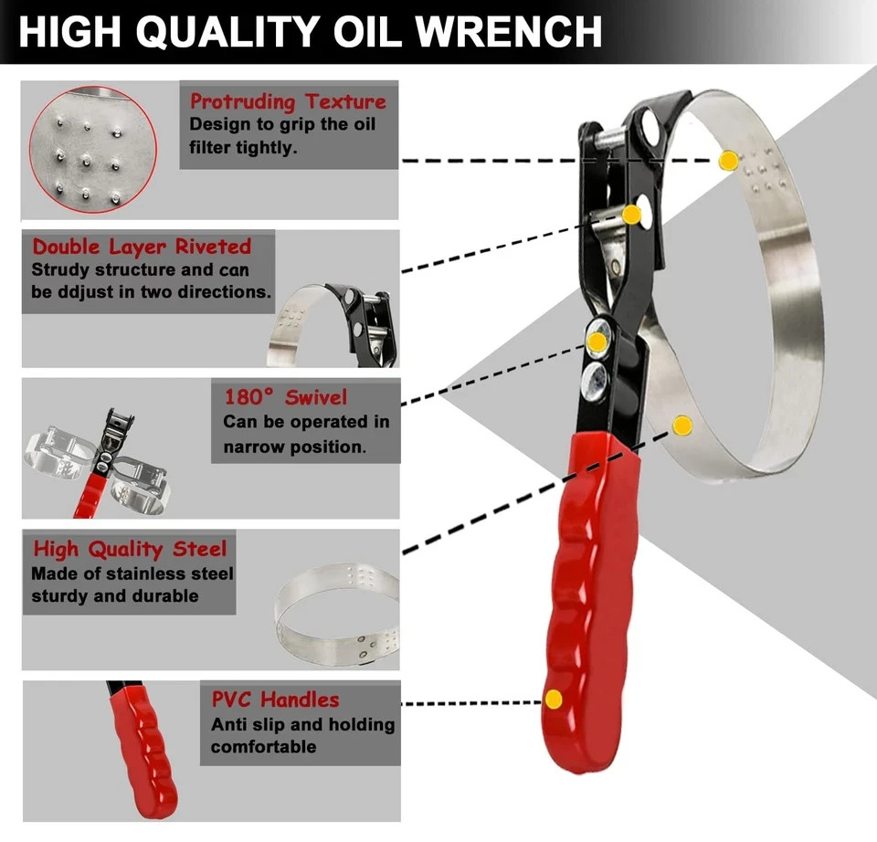 Extra Large Oil Filter Wrench Oil Filter Wrench Tool Fits Filter from 4-3/4″t…