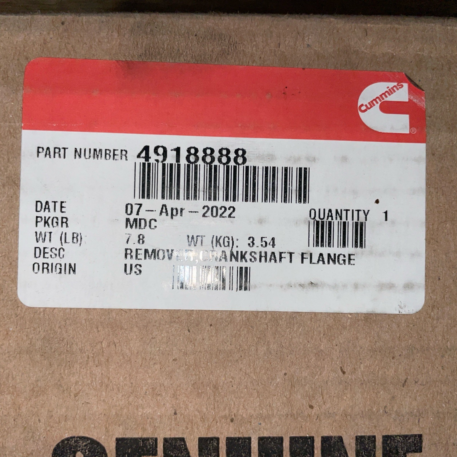 Cummins 4918888 Crankshaft Flange Remover Tool
