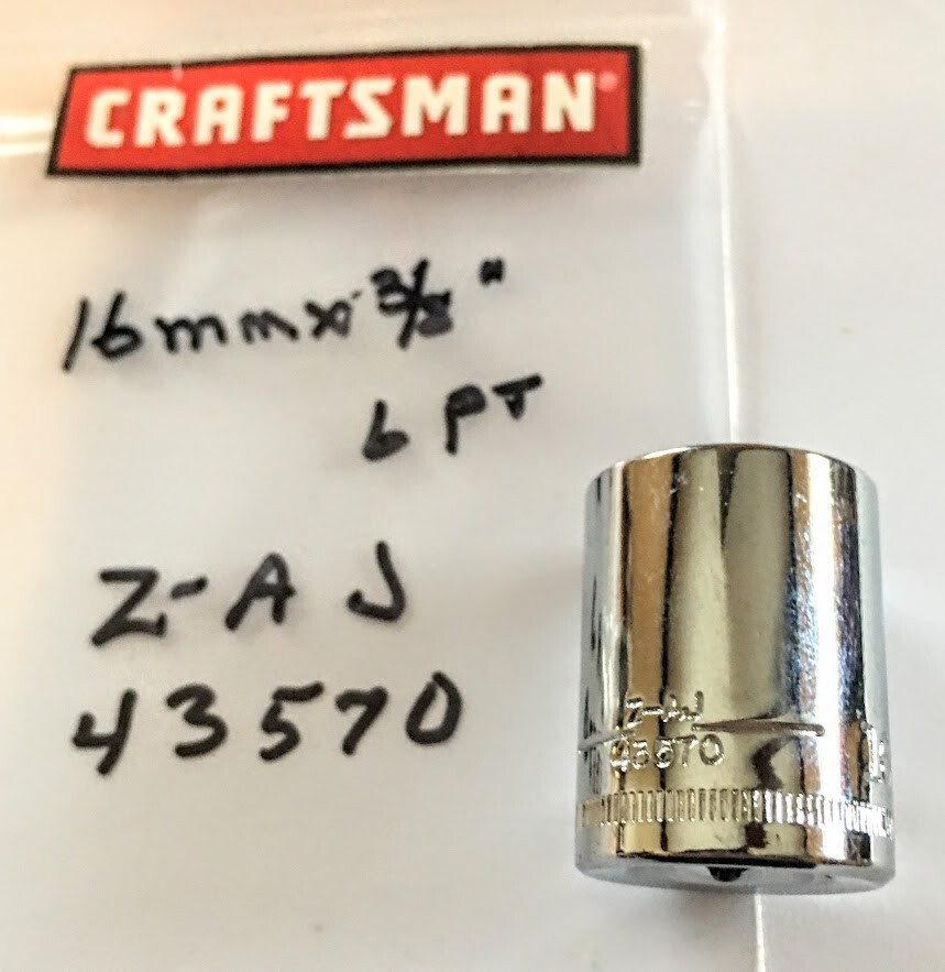 Craftsman 16 mm x 3/8″ Dr Socket – 6 Pt Z-AJ 43570 Chrome Finish Free Ship