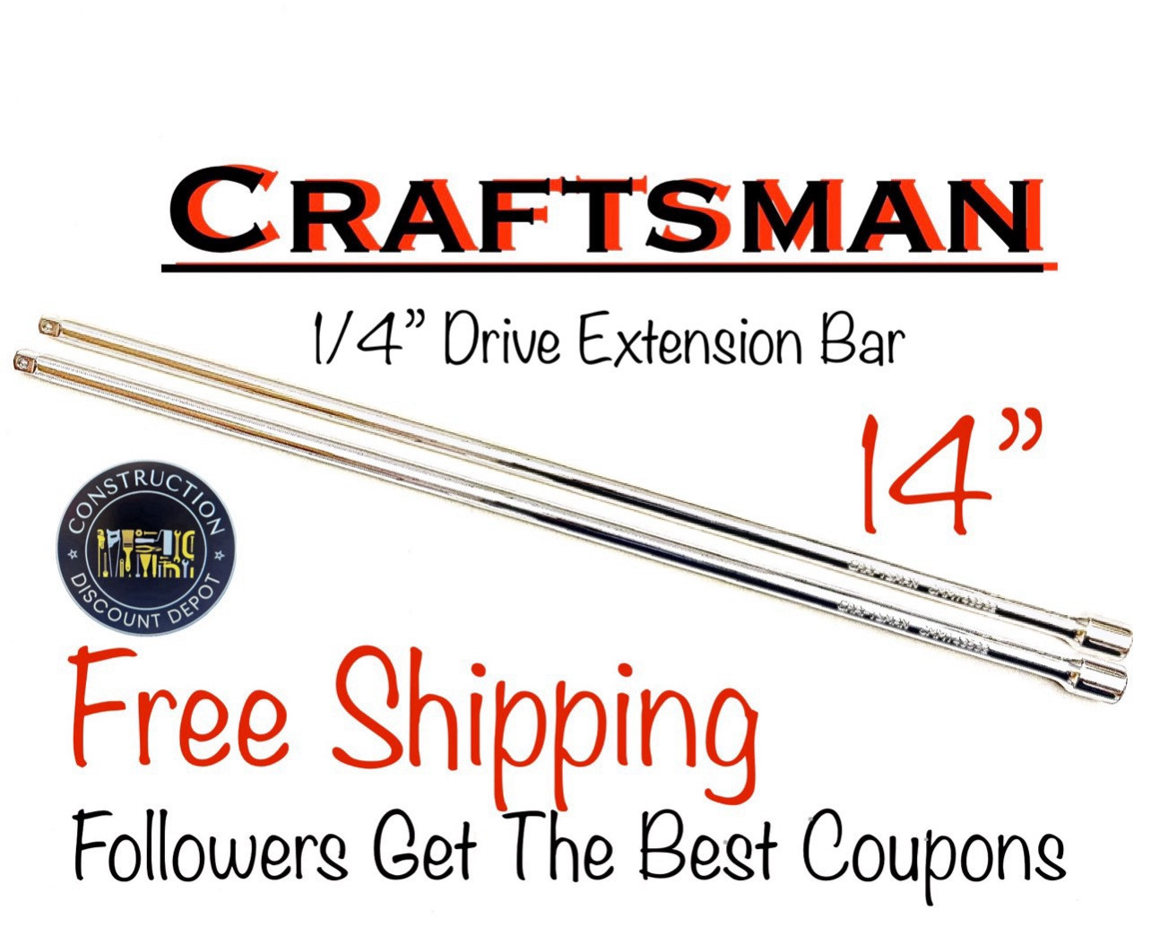 2 Craftsman 1/4 in Drive X 14 in. Long Extension Bar 1/4″ X 14″ CMMT43532
