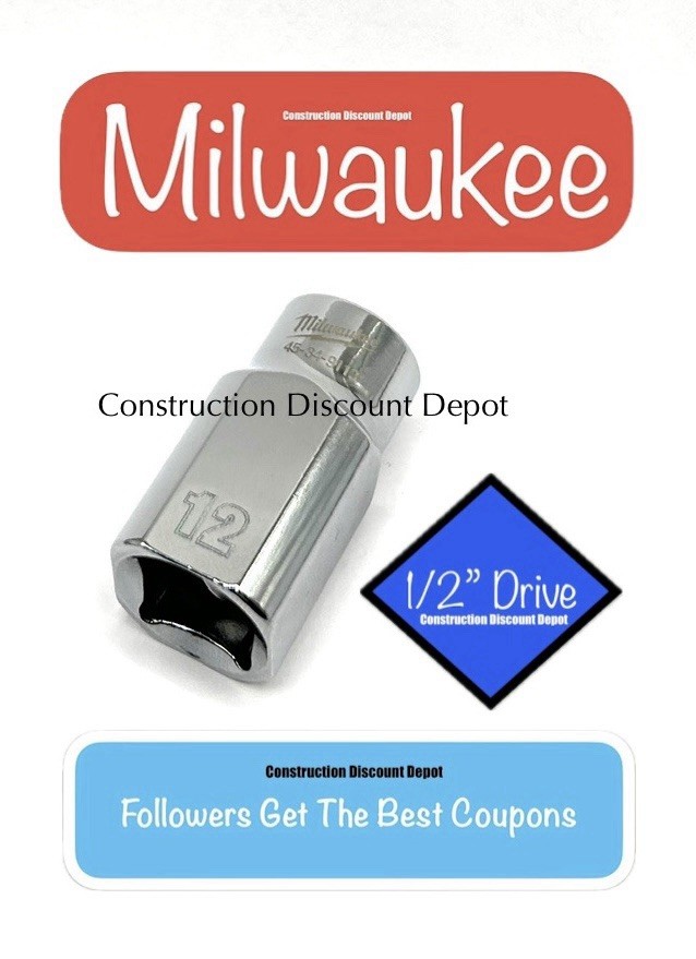 Milwaukee 12mm 1/2″ Drive 6 Point Standard Shallow Socket 45-34-9113 12 MM
