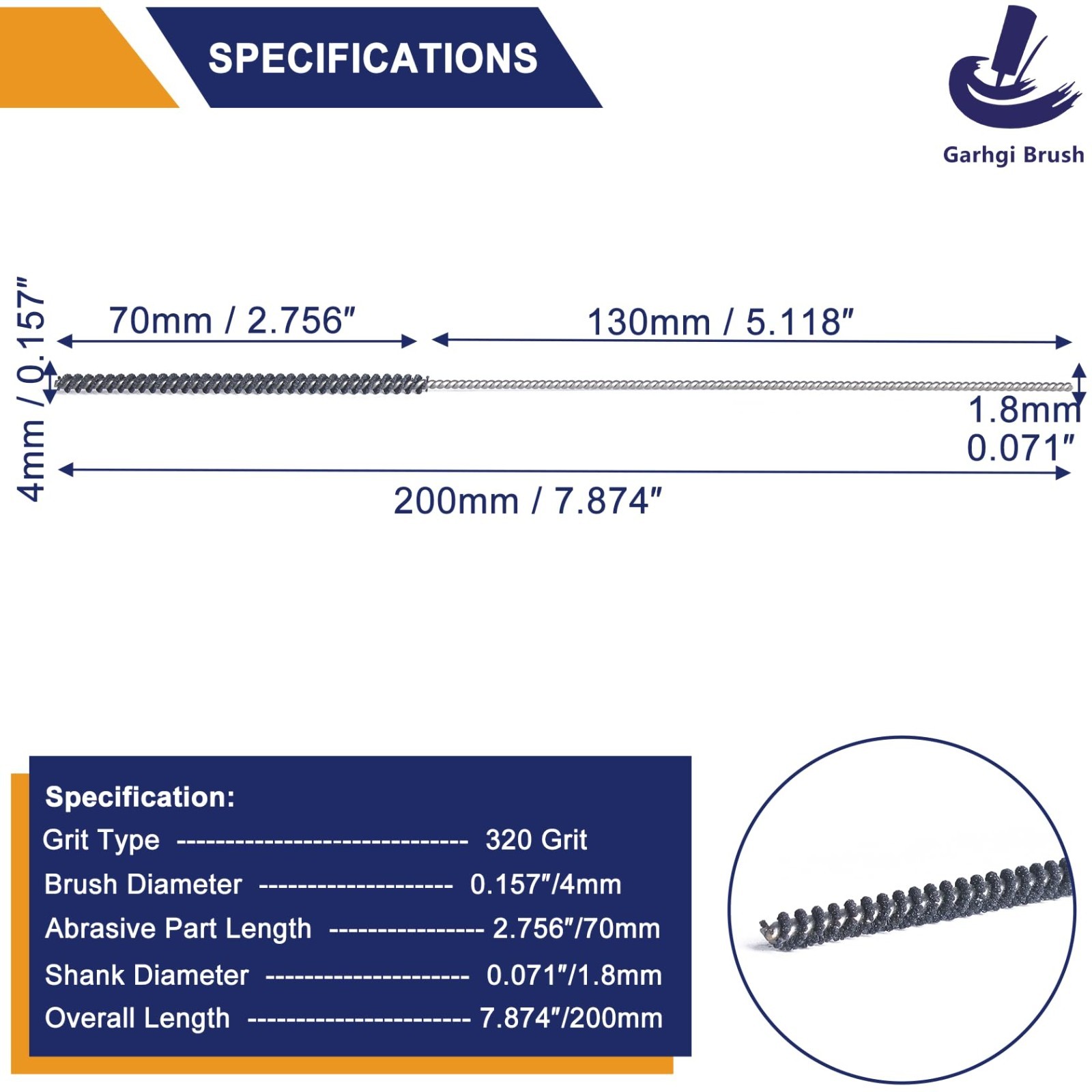 Small Cylinder Hone Tool 0.157″ (4mm) 320 Grit Brush for Engine Piston & Valve C