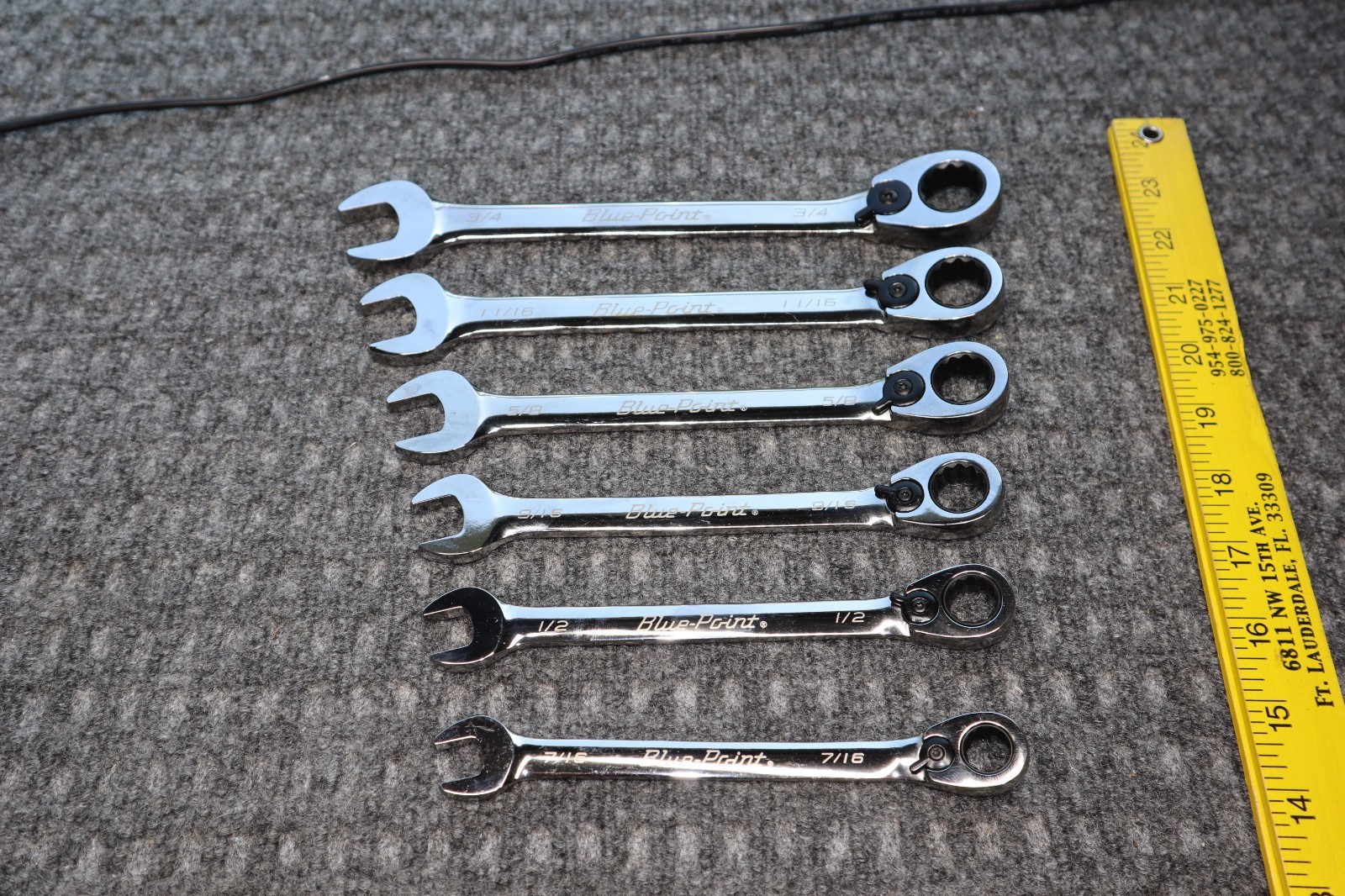 Blue Point BOER Wrench Ratcheting 12 Point Box Set 7/16 1/2 9/16 5/8 11/16 3/4″